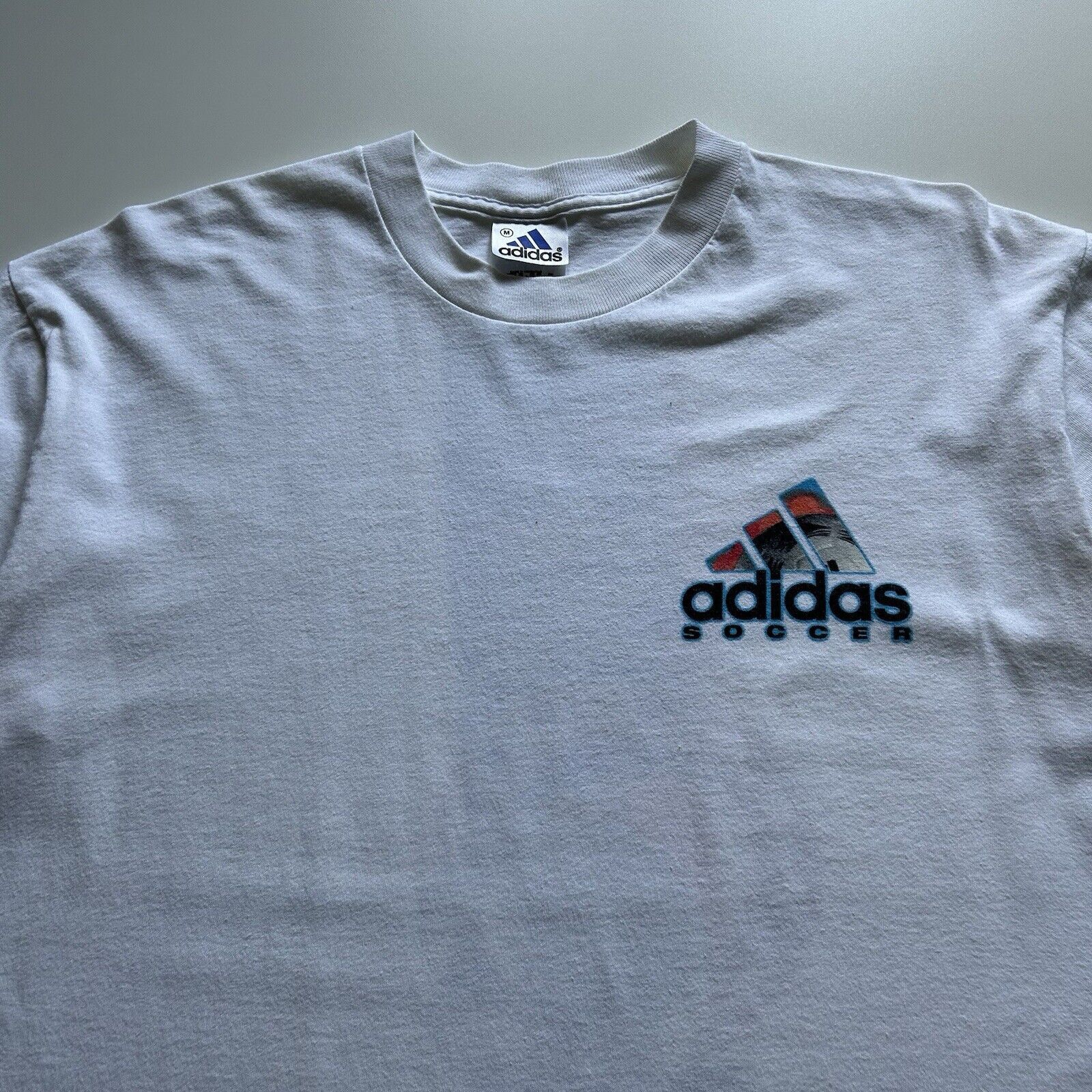Adidas Vintage Y2K Adidas Soccer T Shirt Medium White Art Graphic Size US M / EU 48-50 / 2 - 2 Thumbnail