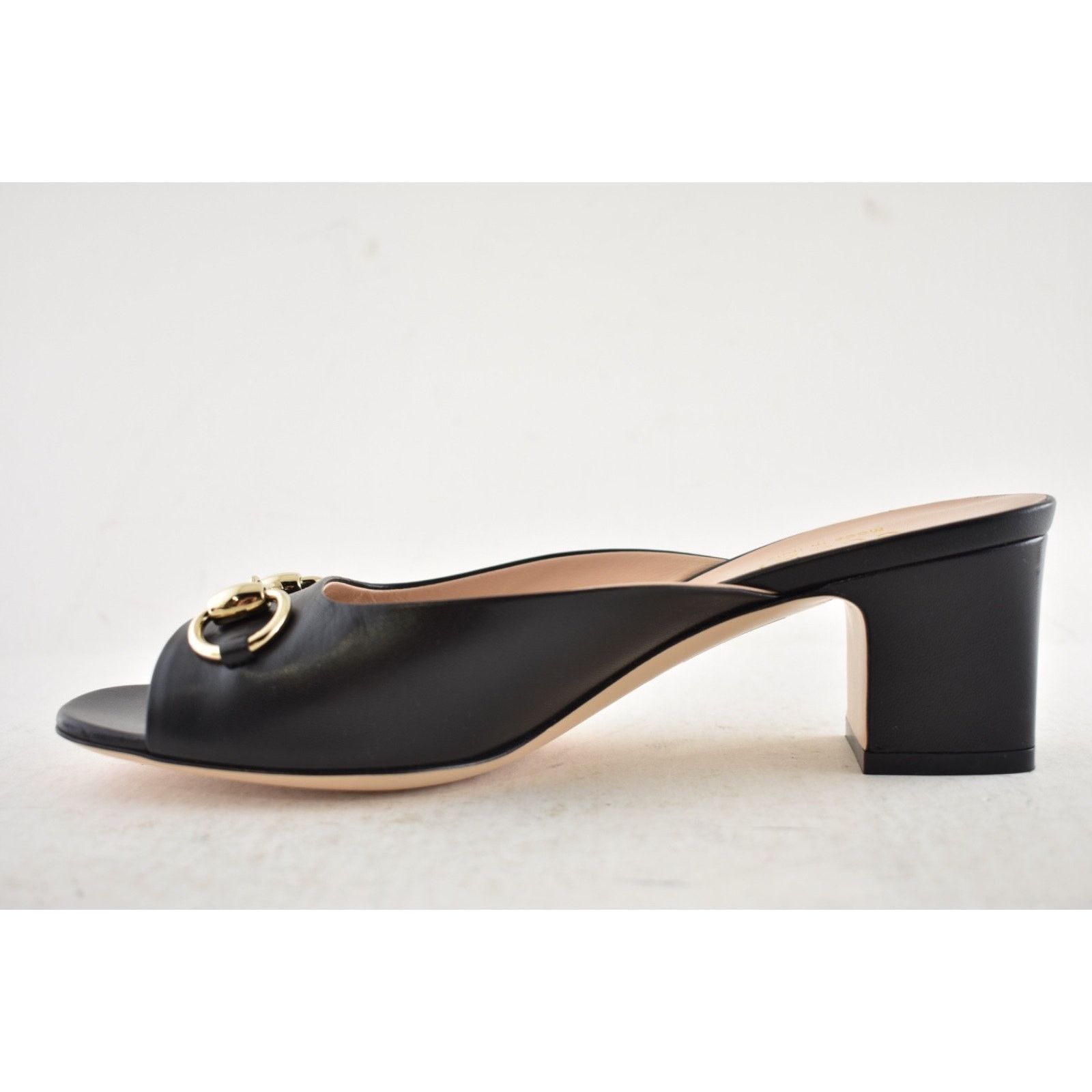 Gucci Gucci Lady Horsebit Black Leather Gold Block Heel Mule 37.5 Size US 7.5 / IT 37.5 - 14 Thumbnail