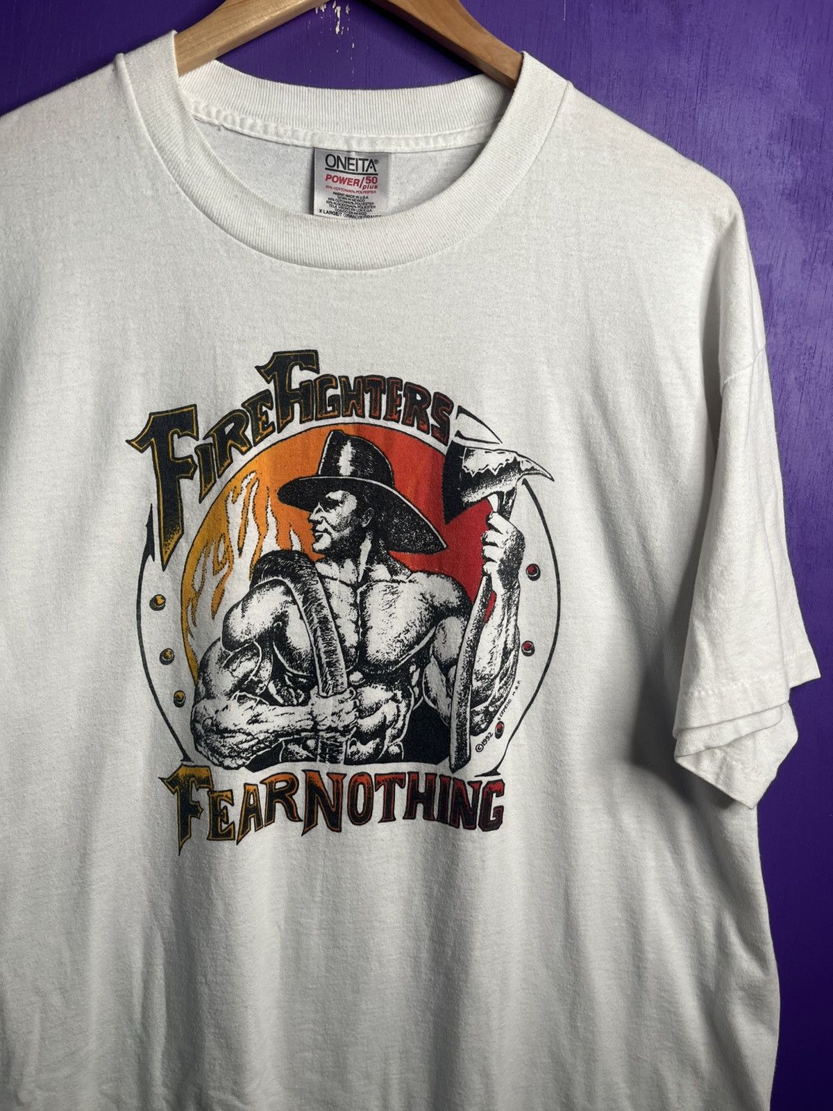 Vintage Vintage 90s Firefighters fear nothing t-shirt Size US XL / EU 56 / 4 - 3 Thumbnail