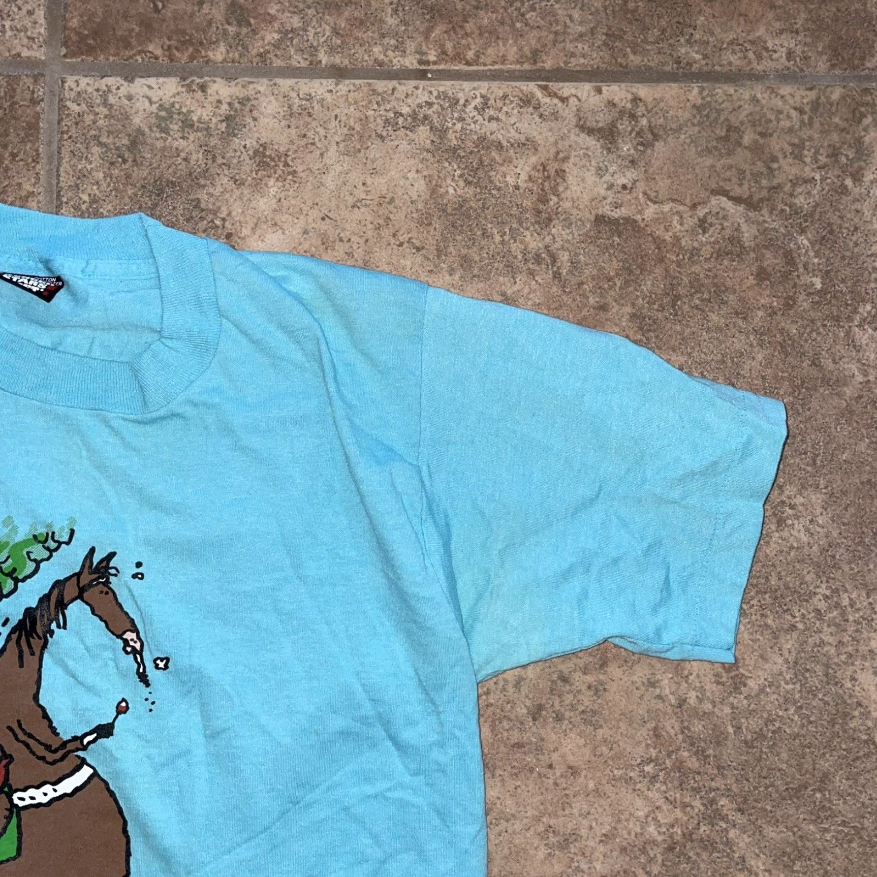 Vintage VINTAGE Screen Stars T-Shirt Shirt Men's M Blue USA 90s Graphic Stitch Stars Size US M / EU 48-50 / 2 - 3 Thumbnail