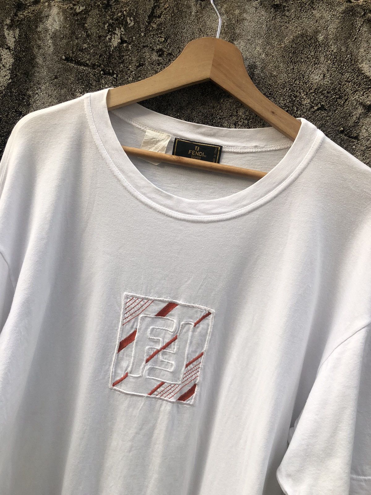 Fendi × Vintage Vintage 90s Fendi Uomo Big Logo Tshirt Size US L / EU 52-54 / 3 - 1 Thumbnail