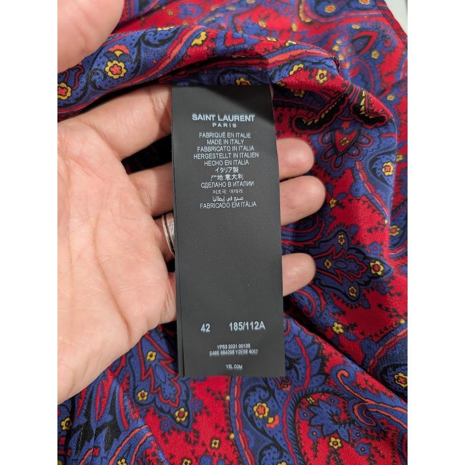 Saint Laurent Paris o1rshd1 Chemise Sans Manches Silk Sleeveless Shirt in Blue Size US L / EU 52-54 / 3 - 16 Thumbnail