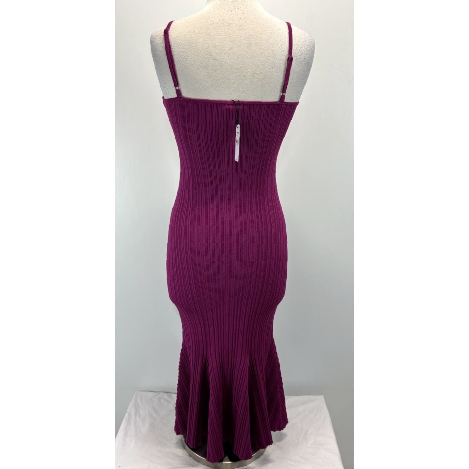 Express Express Ribbed Knit Midi Dress Women’s M Fuchsia Fishtail Bodycon Stretch Size M / US 6-8 / IT 42-44 - 3 Thumbnail