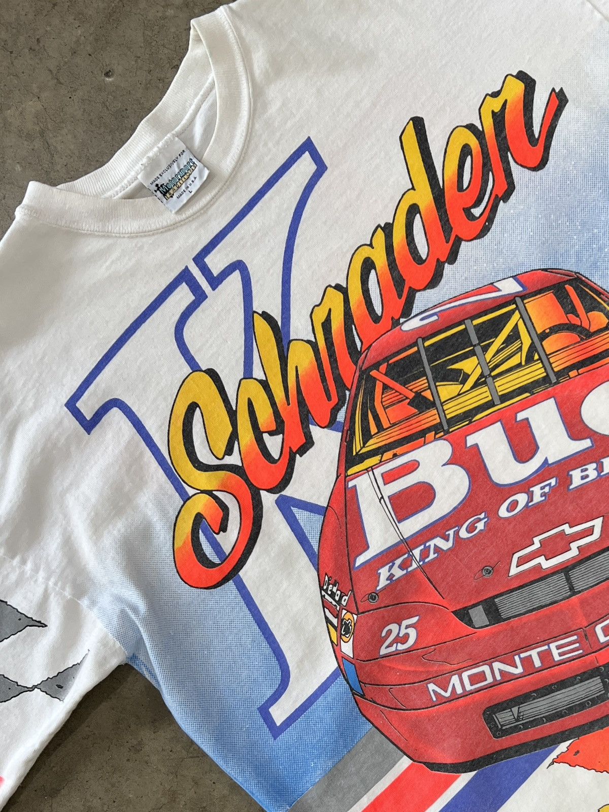 NASCAR Vintage AOP 1995 Ken Schrader Budweiser Racing Tee Large Size US L / EU 52-54 / 3 - 4 Thumbnail