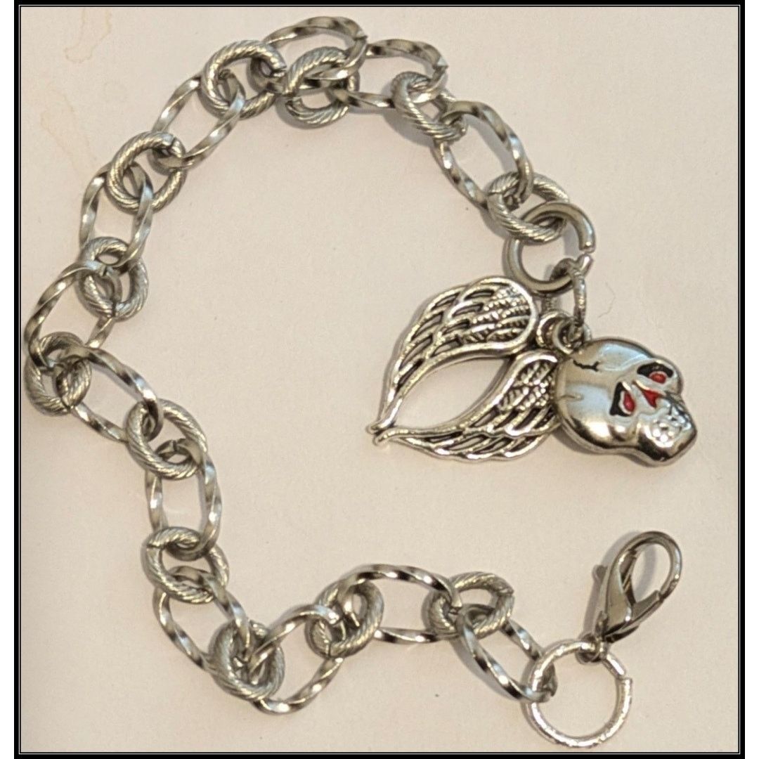 Ed Hardy ED HARDY Skull Wings Charm Bracelet Stainless Steel Chain Size ONE SIZE - 2 Thumbnail