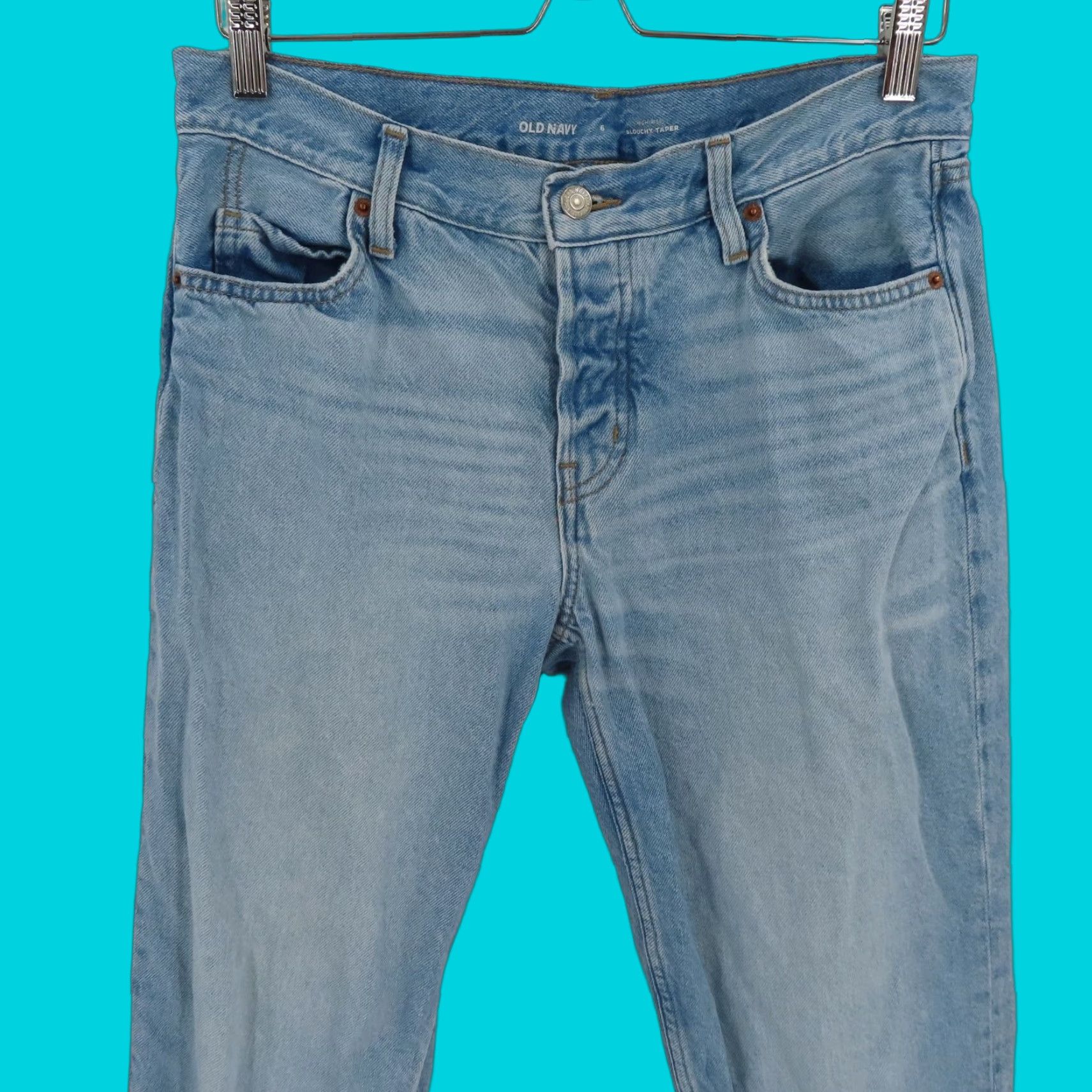 Old Navy Old Navy Womens Jeans 6 High Rise Slouchy Taper Light Wash Denim Button Fly Size 28" / US 6 / IT 42 - 1 Thumbnail