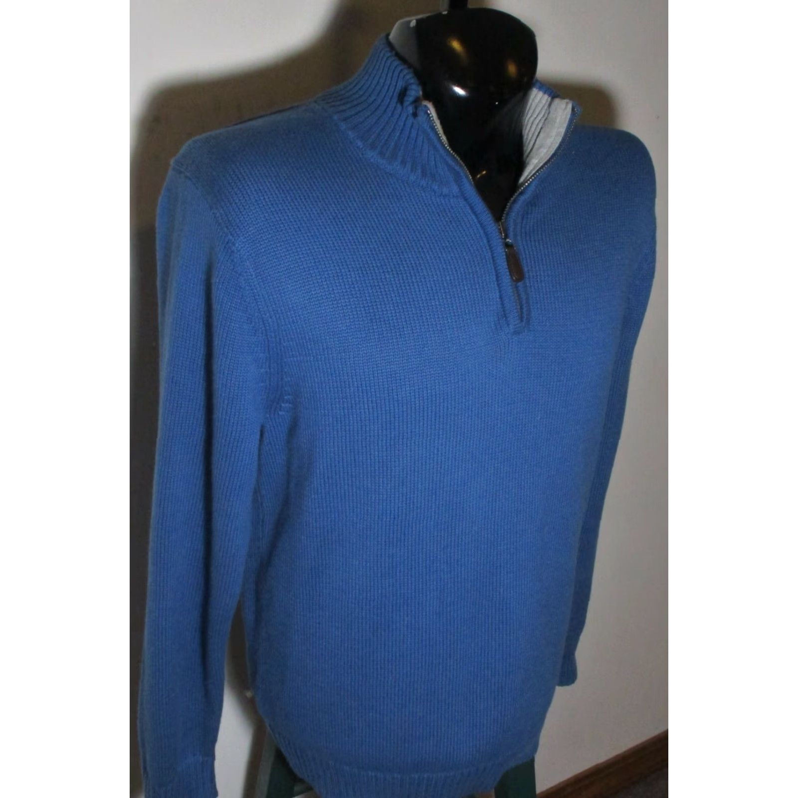 Vintage L.L. Bean Blue 100% Cotton Long Sleeve 1/2 Zip Sweater Size M Reg. Mens Shirt Size US M / EU 48-50 / 2 - 3 Thumbnail
