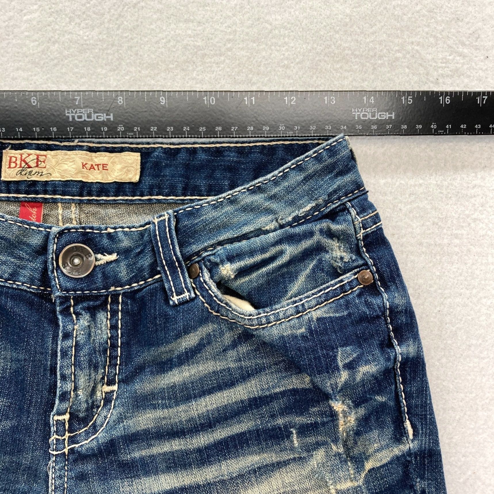 Vintage Buckle Bke Capri Jeans Women's 26 Kate Dark Wash Blue Stretch Denim Low Rise Size 26" / US 2 / IT 38 - 7 Thumbnail