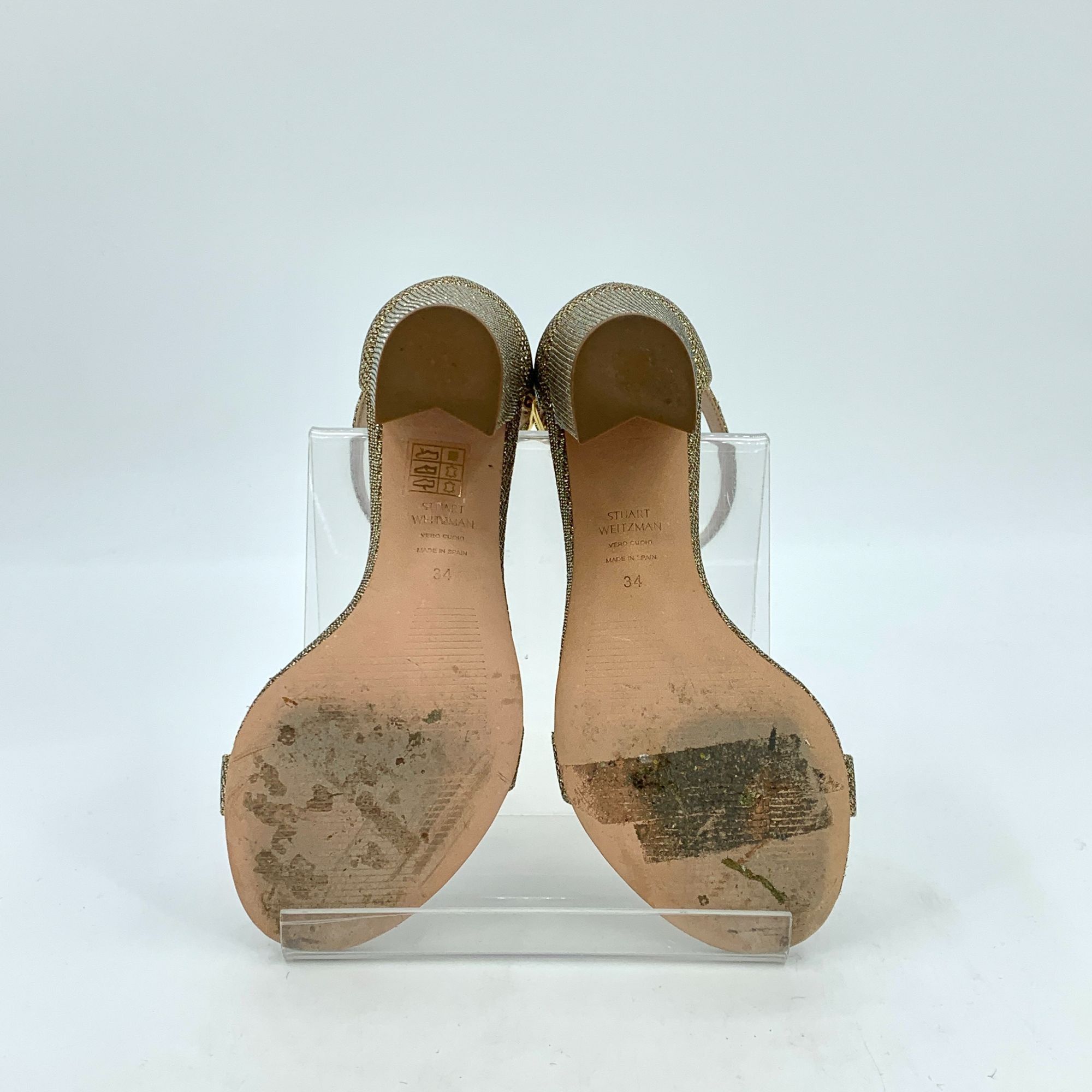 Stuart Weitzman Stuart Weitzman Gold Block Heel Ankle Strap Sandals (Size 34 Size US 4 / IT 34 - 5 Thumbnail