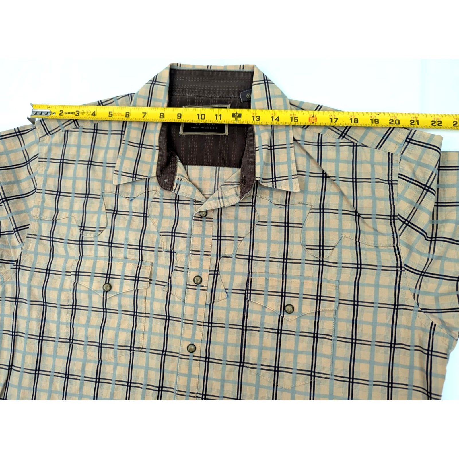 Wrangler VINTAGE Wrangler Brushpopper Western Pearl Snap Shirt Men XL Long Sleeve Plaid Beige&Cotton EUC Size US XL / EU 56 / 4 - 7 Thumbnail