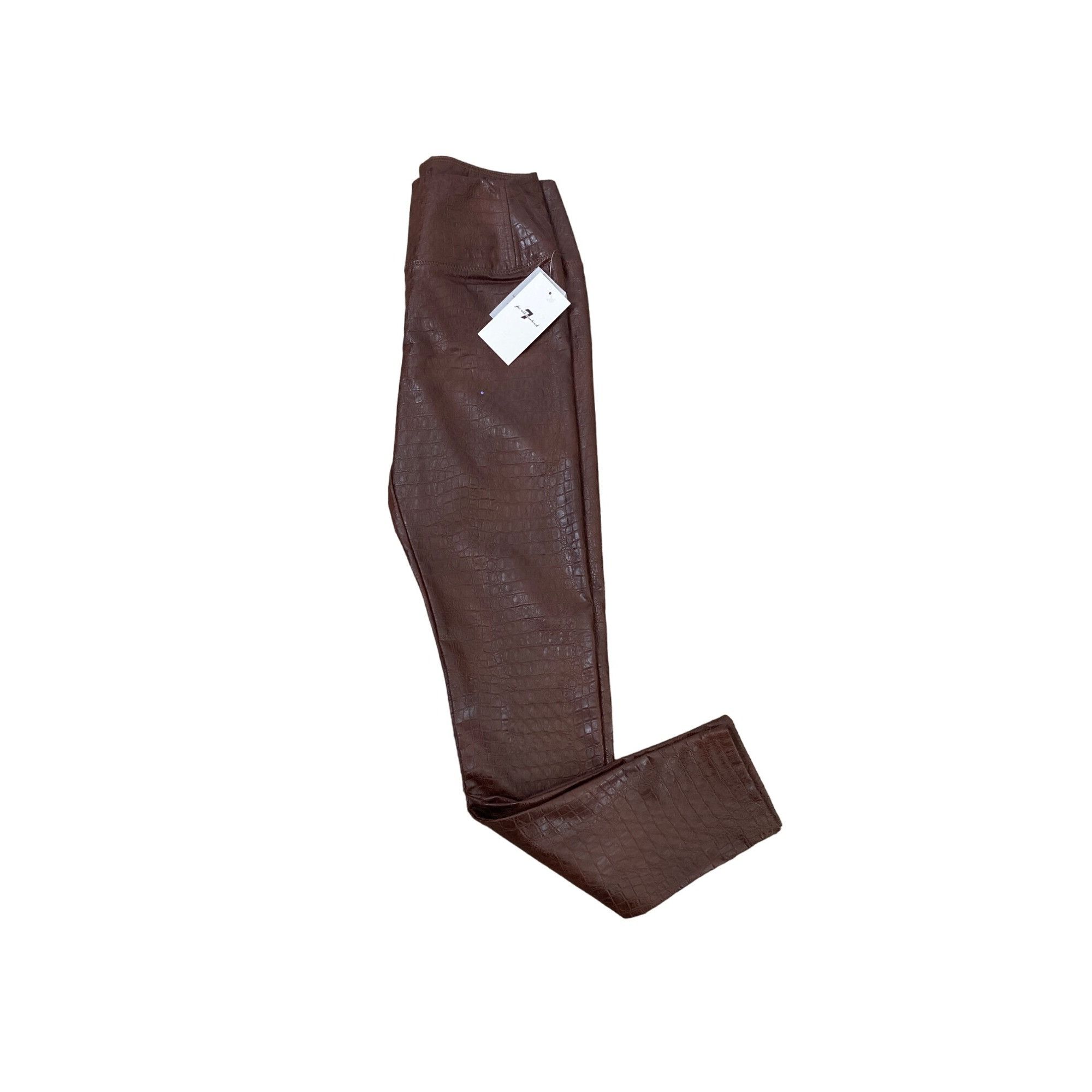 7 For All Mankind 7 FOR ALL MANKIND WOMEN'S BROWN FAUX LEATHER CROC EMBOSSED L Size 29" - 1 Thumbnail