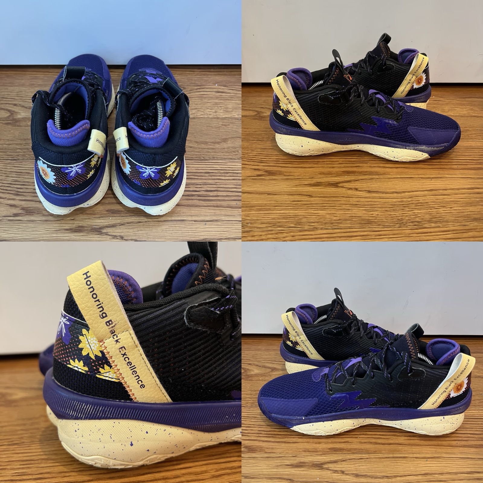 Adidas Adidas Dame 8 Sneaker Men's 8.5 Black Purple Low Top Lace Up Activewear Casual Basketball Shoes Size US 9 / EU 42 - 8 Thumbnail