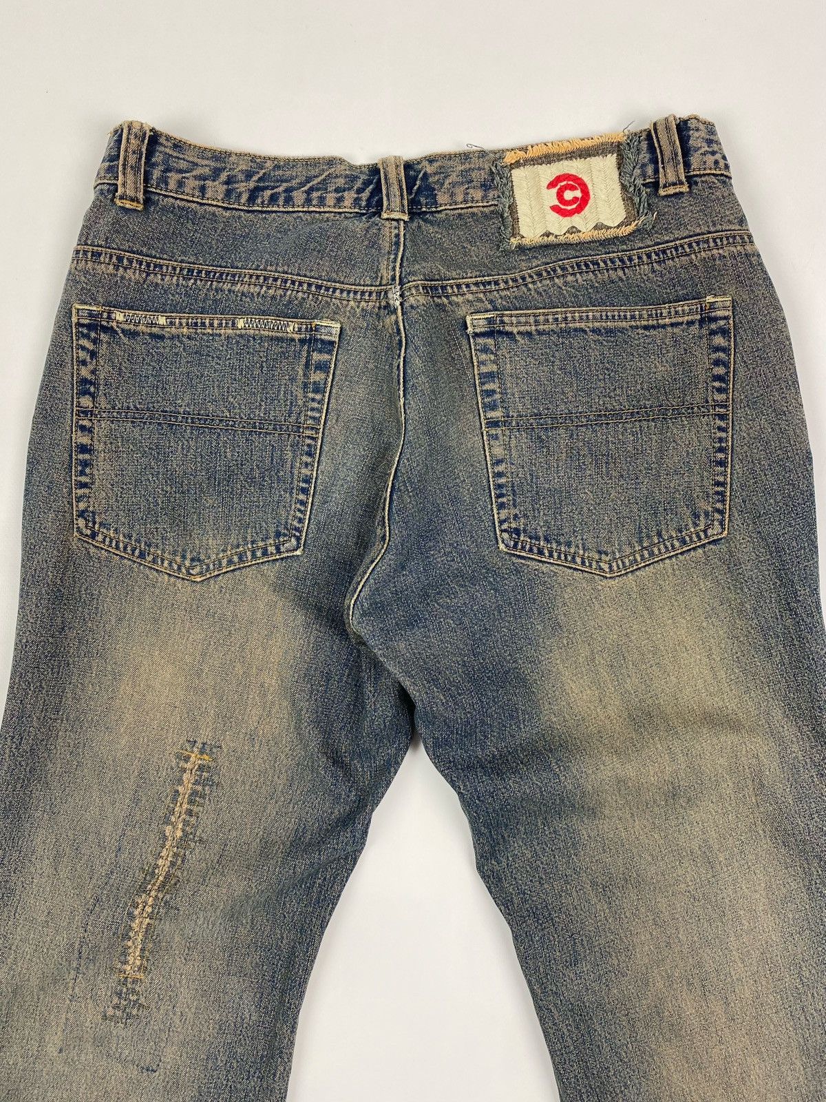 Y2K Vintage Clockhouse Mud Wash Patchwork Bootcut Denim Pant
