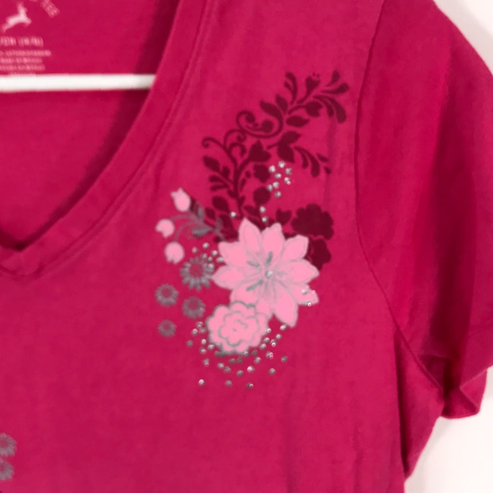 Vintage White Stag Womens V Neck Beaded Floral Red T Shirt Short Sleeves Size S 4-6 Size S / US 4 / IT 40 - 3 Thumbnail
