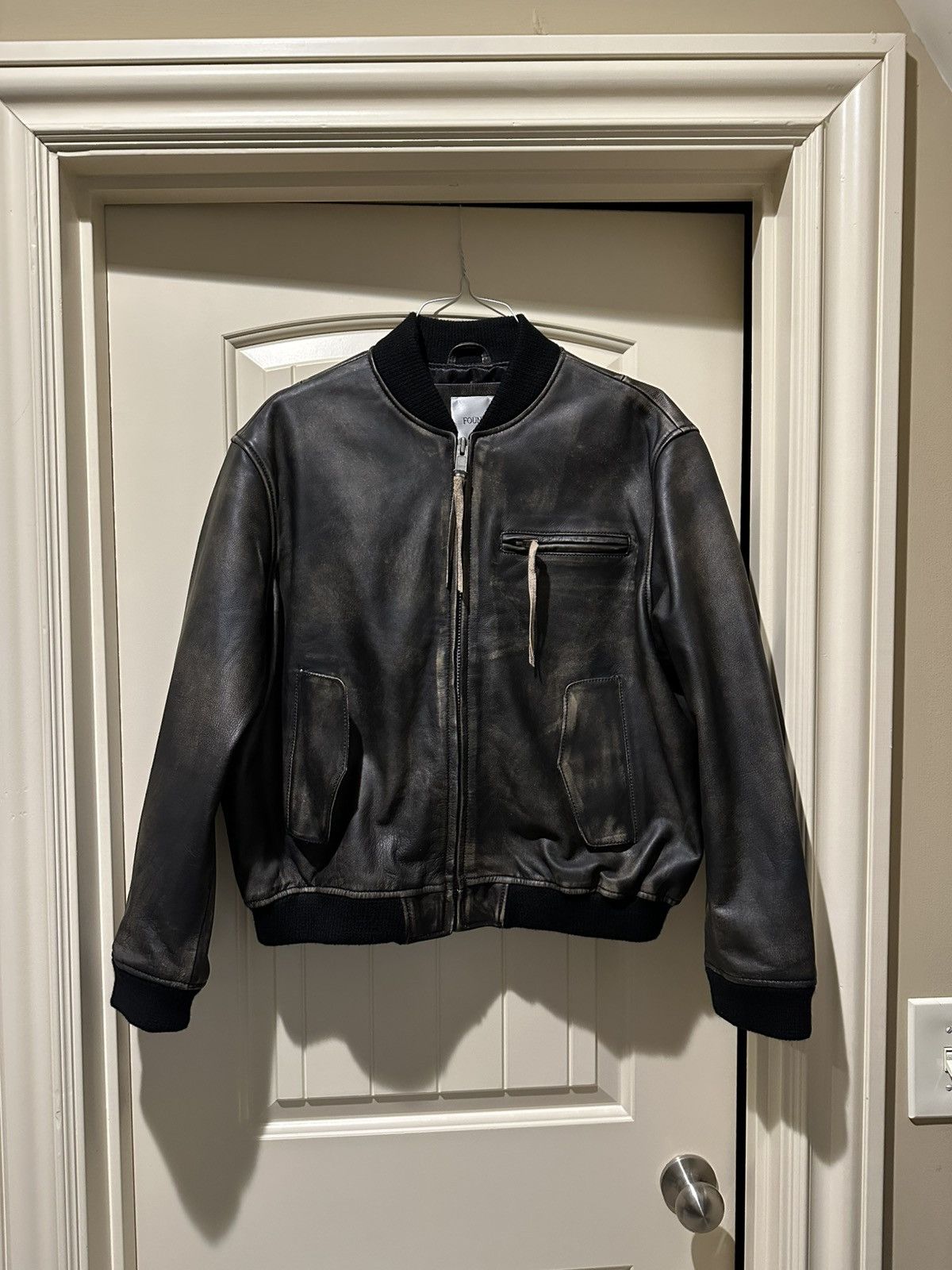 Designer Boxy Leather Bomber Jacket Size US M / EU 48-50 / 2 - 1 Thumbnail