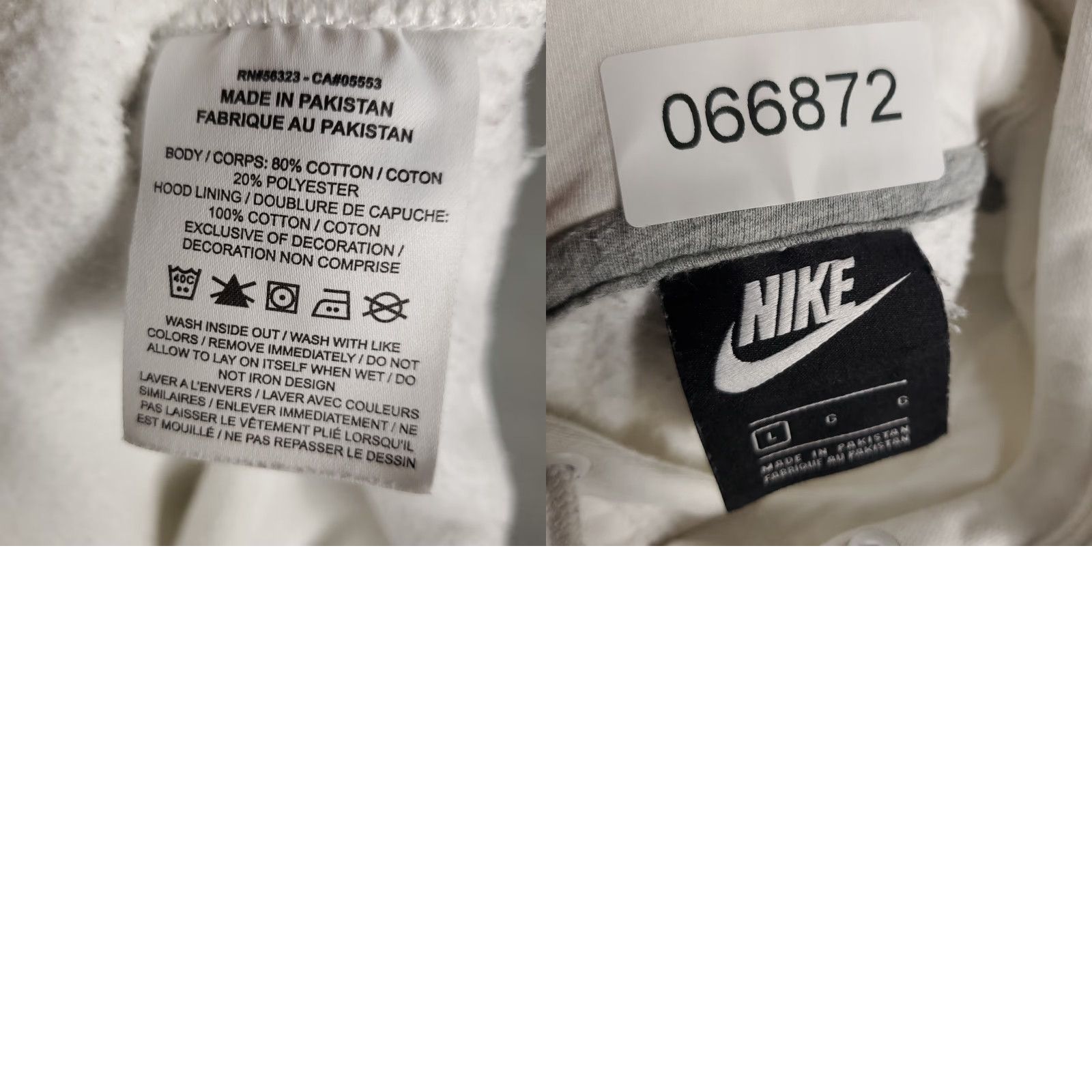 Nike Nike Hoodie Mens L White Pullover Sweatshirt Swoosh Logo Mock Neck Adjustable All Seasons Size US L / EU 52-54 / 3 - 9 Thumbnail