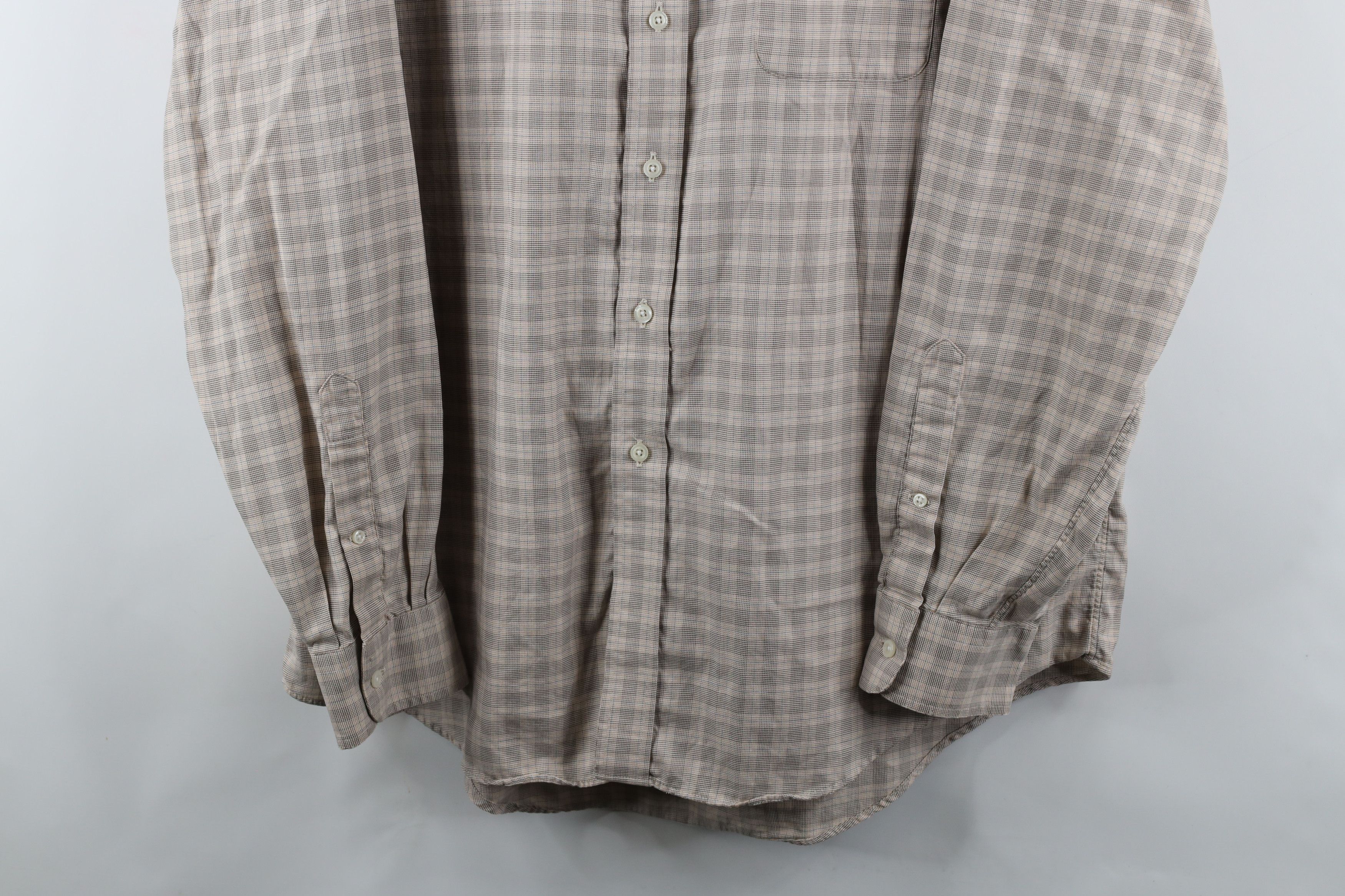 Lands' End × Vintage Vintage 90s Lands End Collared Button Down Shirt Beige Plaid Size US XL / EU 56 / 4 - 3 Thumbnail
