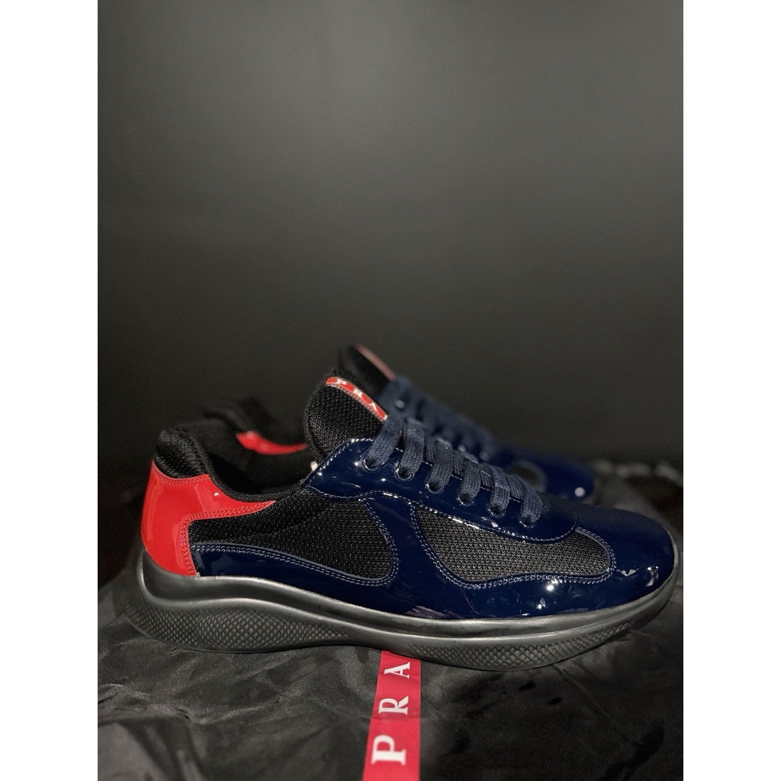 Prada Size 10.5UK/11.5-12M PRADA Cup Blue & Red Patent Leather Size US 11.5 / EU 44-45 - 2 Thumbnail