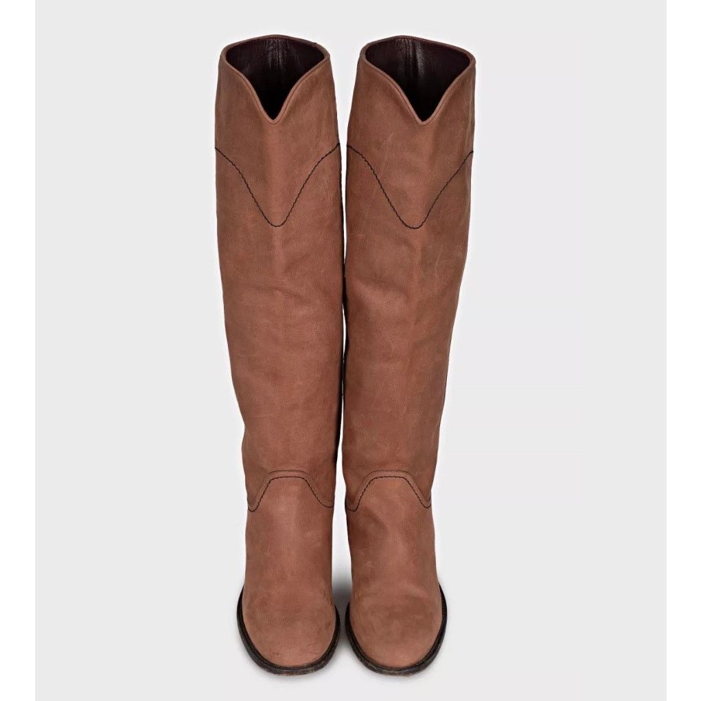 Chanel Chanel Brown Matte Leather Round Toe Slip-On Boots - 37 Size US 7 / IT 37 - 2 Thumbnail