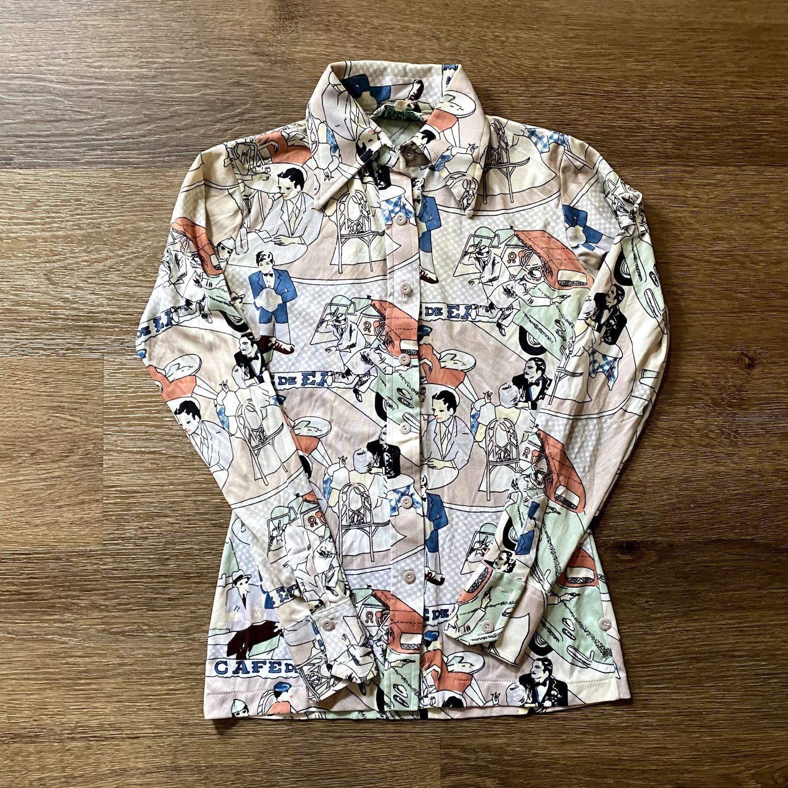 Vintage Rare! 70s Hukapoo Busy Disco Blouse Size S / US 4 / IT 40 - 1 Thumbnail