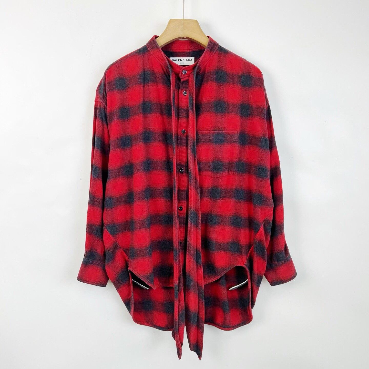 Balenciaga Balenciaga Red Plaid Flannel Sash Shirt Size XXS / US 00 / IT 34 - 1 Thumbnail