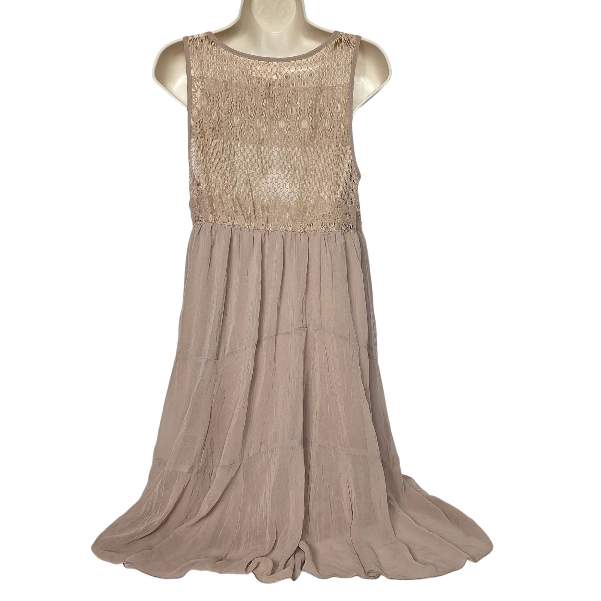 Other A'reve Taupe Boho Crochet Lace V-Neck Tiered Babydoll Mini D Size L / US 10 / IT 46 - 3 Thumbnail