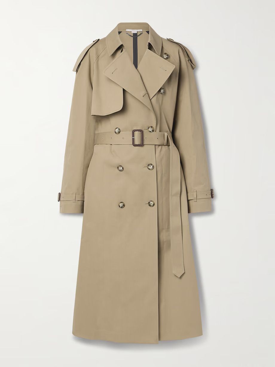 Stella McCartney o1s22i1n1024 Cotton Double Breasted Trench Coat in Khaki Size M / US 6-8 / IT 42-44 - 1 Thumbnail