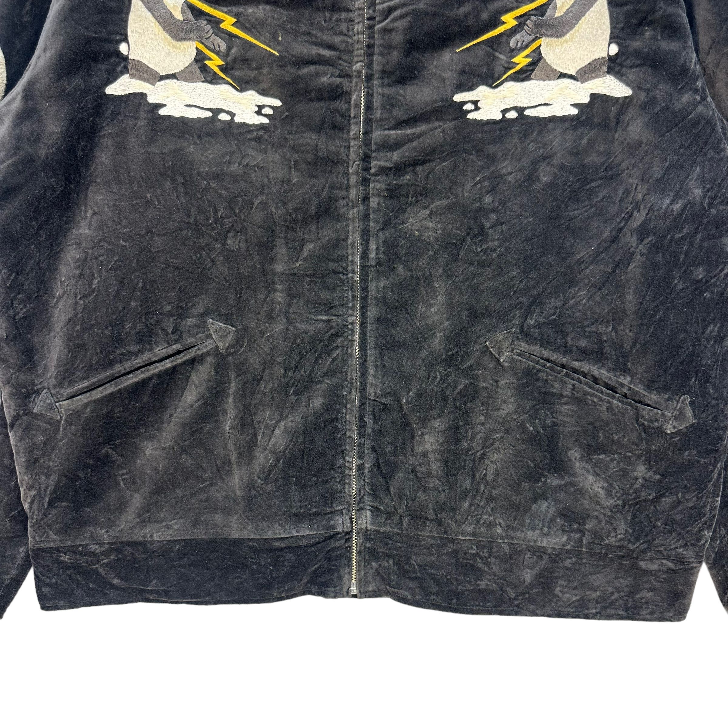 Japanese Brand CRAPPED HEADS EMBROIDERED PANDA VELVET JACKET #7485-148 Size US XL / EU 56 / 4 - 5 Thumbnail