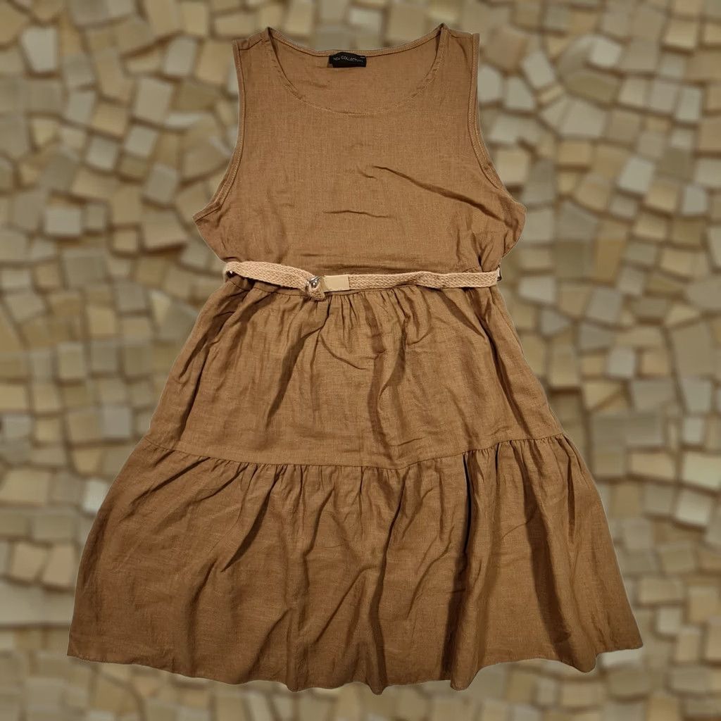 Vintage New Collection Womens Dress Brown Small Sleeveless A-Line Belted Knee Length Size S / US 4 / IT 40 - 1 Thumbnail