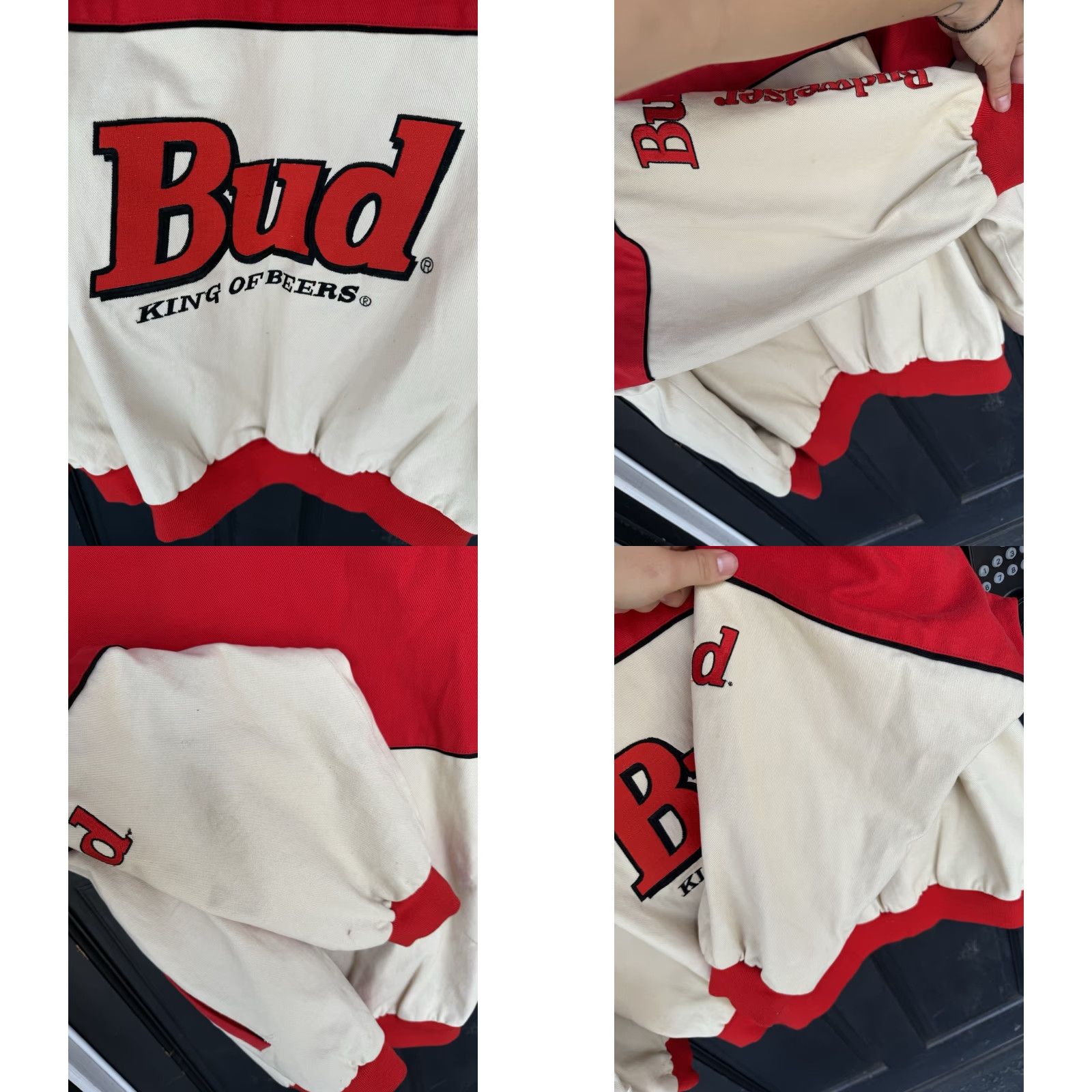 Budweiser VINTAGE Budweiser King Of Beers Jeff Hamilton NASCAR Jacket Mens Size XXL Red Bomber Jacket Be a beer theme Racing Casual Size US XXL / EU 58 / 5 - 9 Thumbnail
