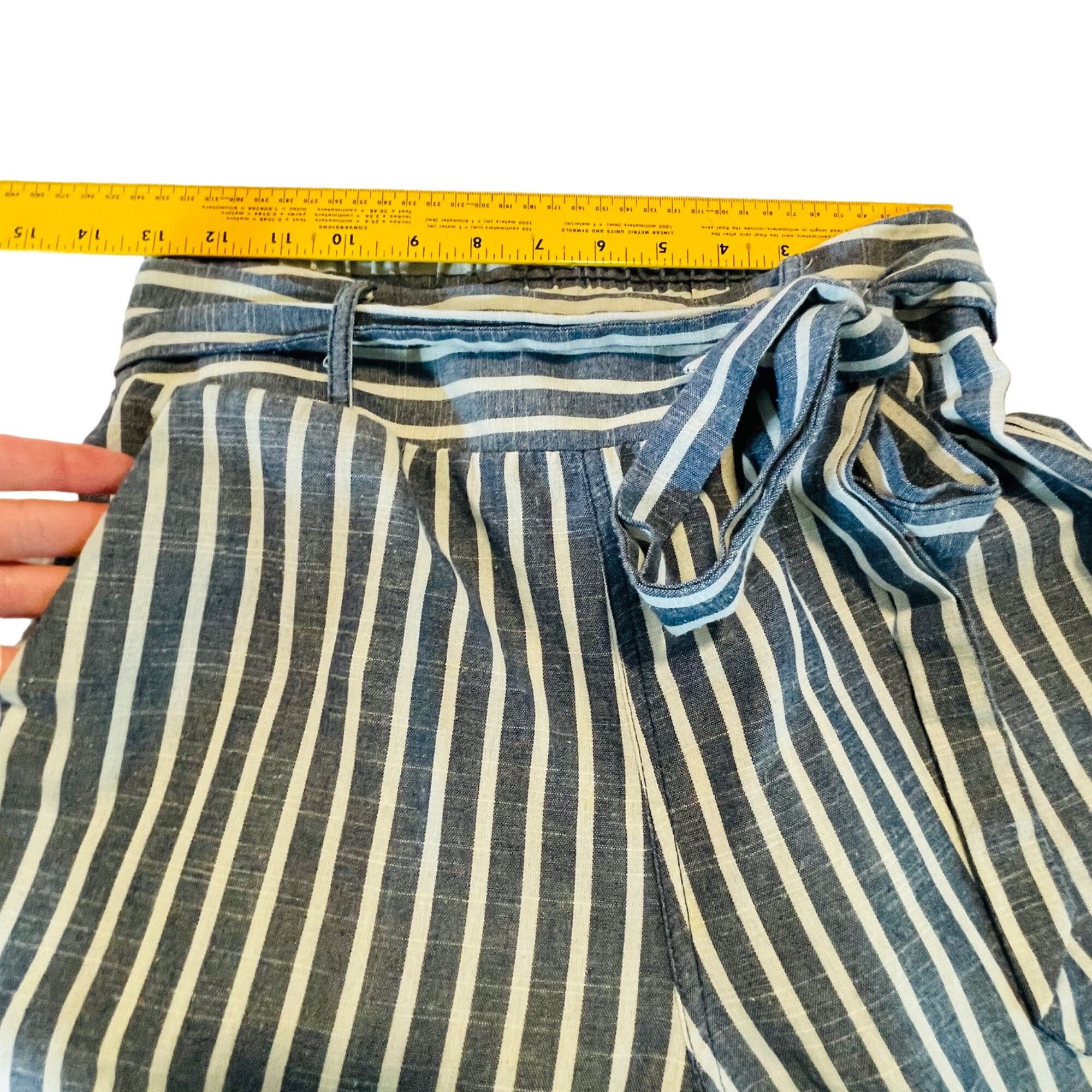 Other Lydelle Women's Striped High-Waisted Pants Small Blue & Whit Size 26" / US 2 / IT 38 - 7 Thumbnail