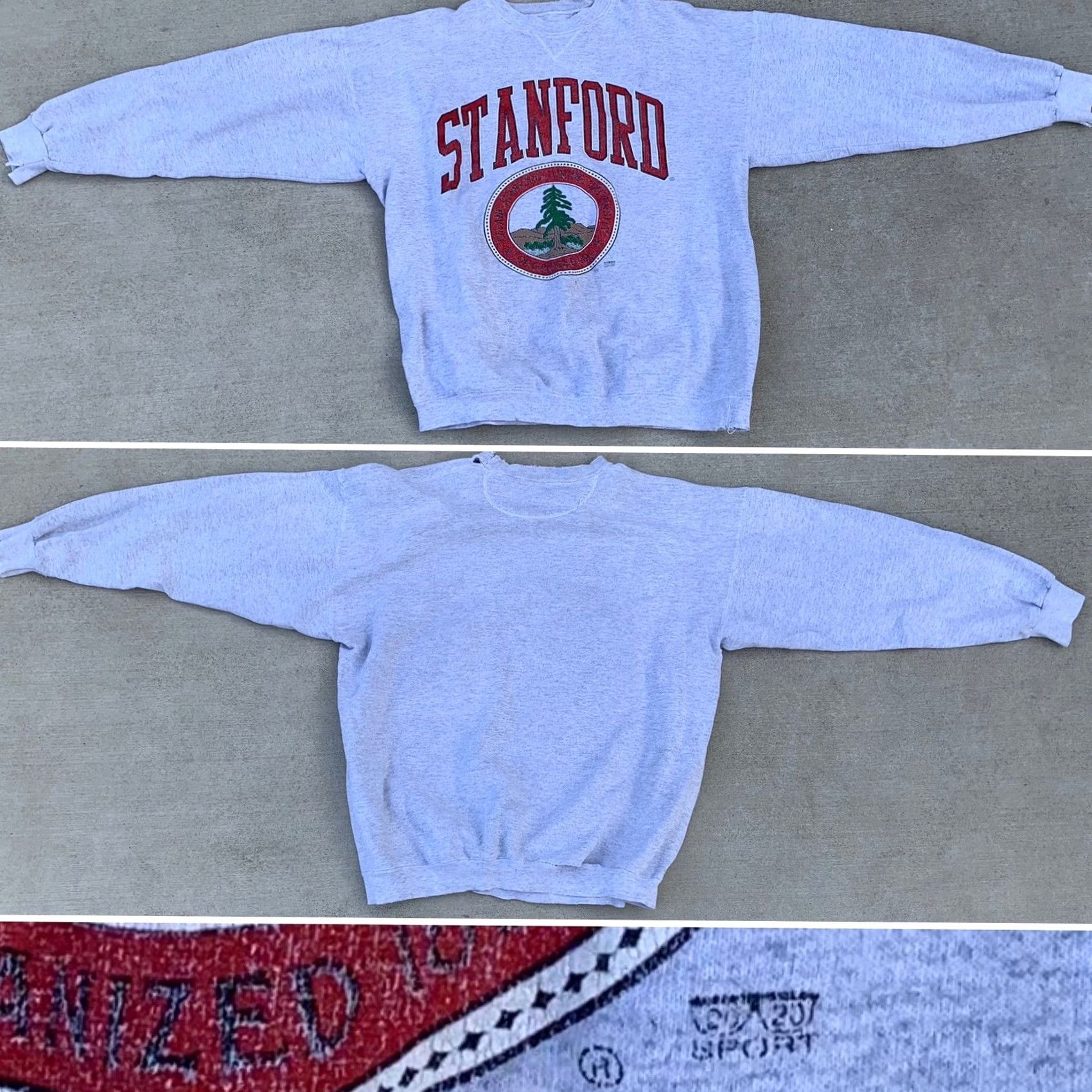 Vintage VINTAGE Stanford Sweatshirt XL Very Worn Distressed Graphic Pullover Crew Neck Unisex Adults Logo 90s 80s College University Stanford California Size US XL / EU 56 / 4 - 4 Thumbnail