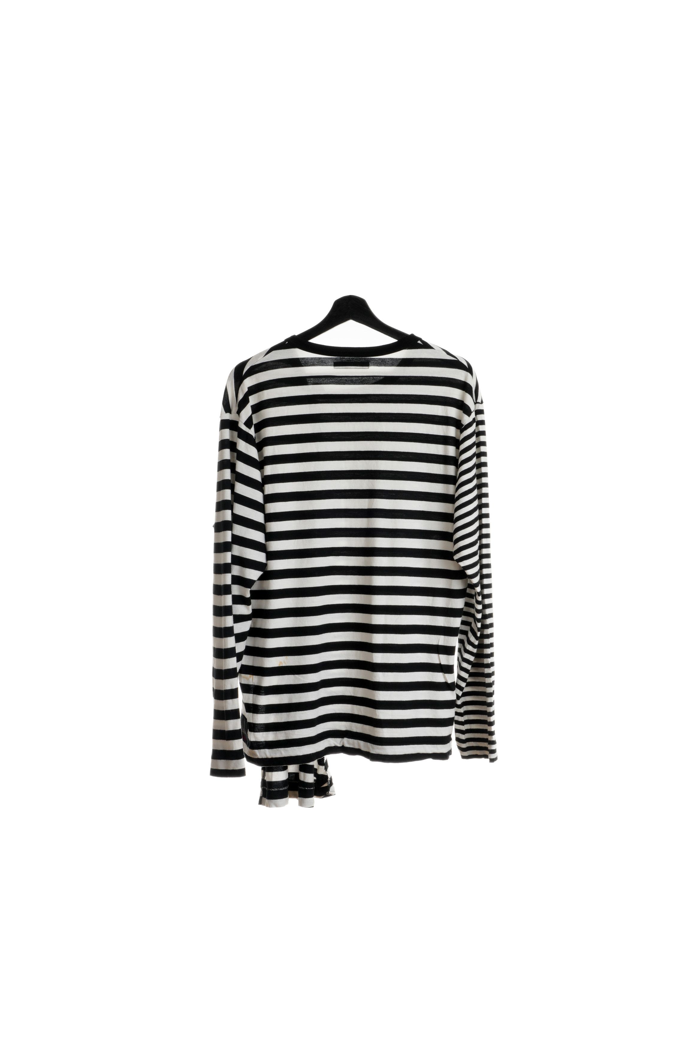 Yohji Yamamoto Asymmetrical Striped Henley Long Sleeve Tee Size US L / EU 52-54 / 3 - 3 Thumbnail