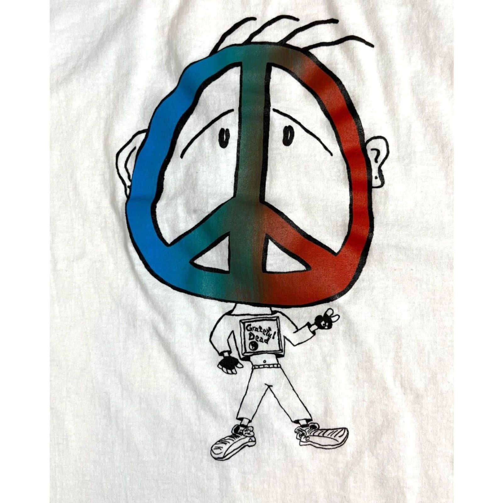 Fruit Of The Loom VINTAGE Grateful Dead T-Shirt Unisex Adults Short Sleeve Crew Neck White Cotton Poly Blend Sz L 90s Size US L / EU 52-54 / 3 - 3 Thumbnail