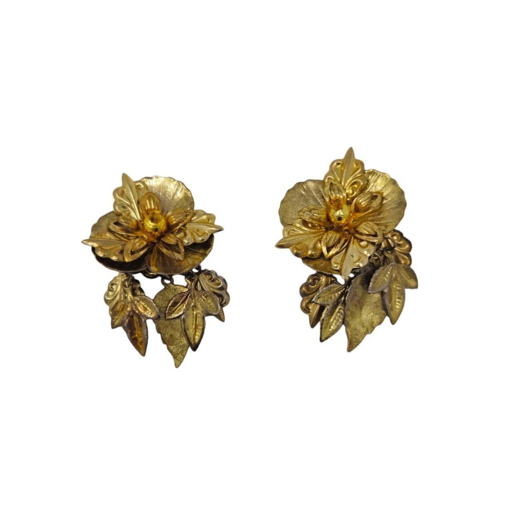 Vintage Vintage Baroque Gold Floral Clip-On Earrings Size ONE SIZE - 6 Thumbnail