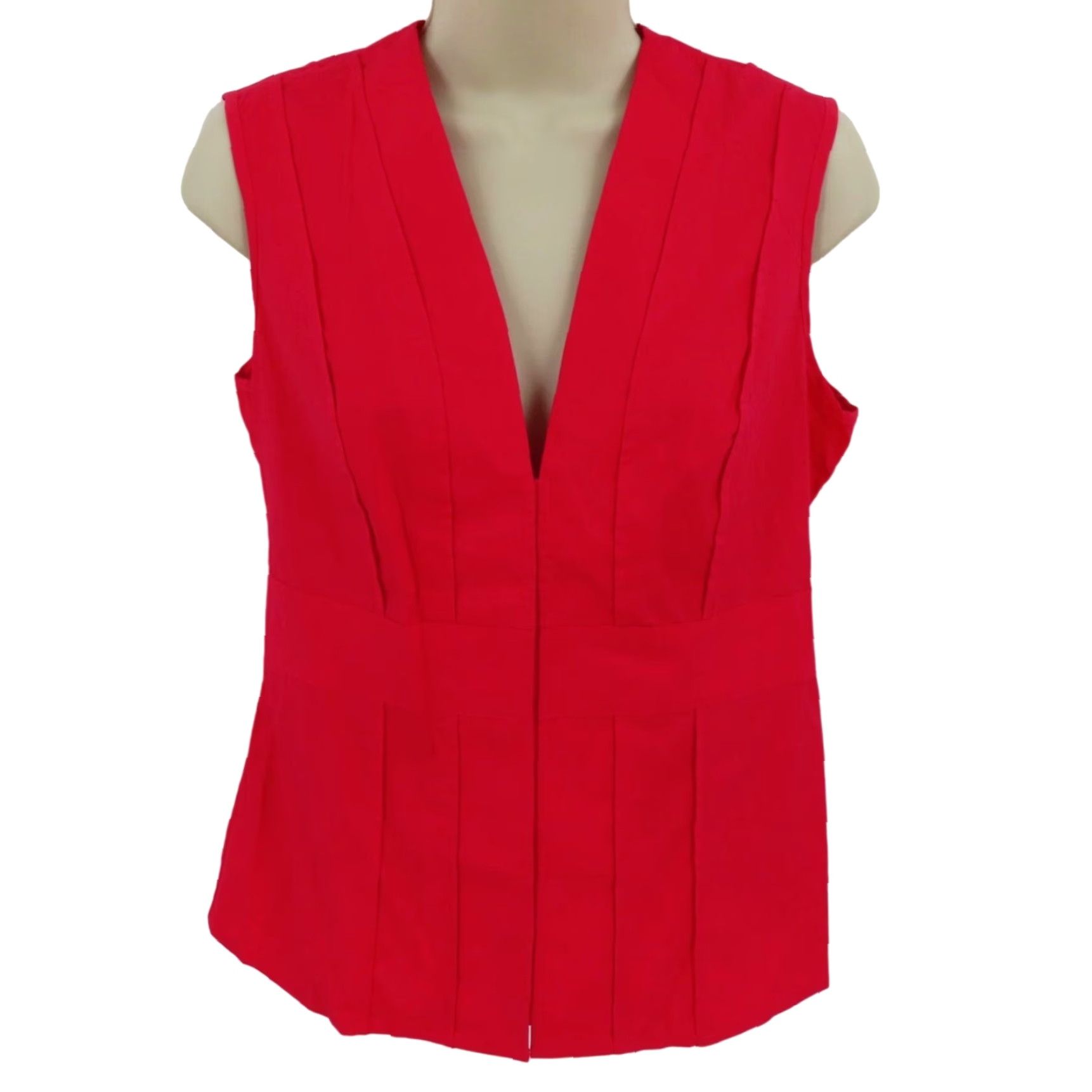 Vintage VINTAGE Moda International Womens Medium Red Pink V Neck Sleeveless Shirt Top Blouse Size M / US 6-8 / IT 42-44 - 2 Thumbnail