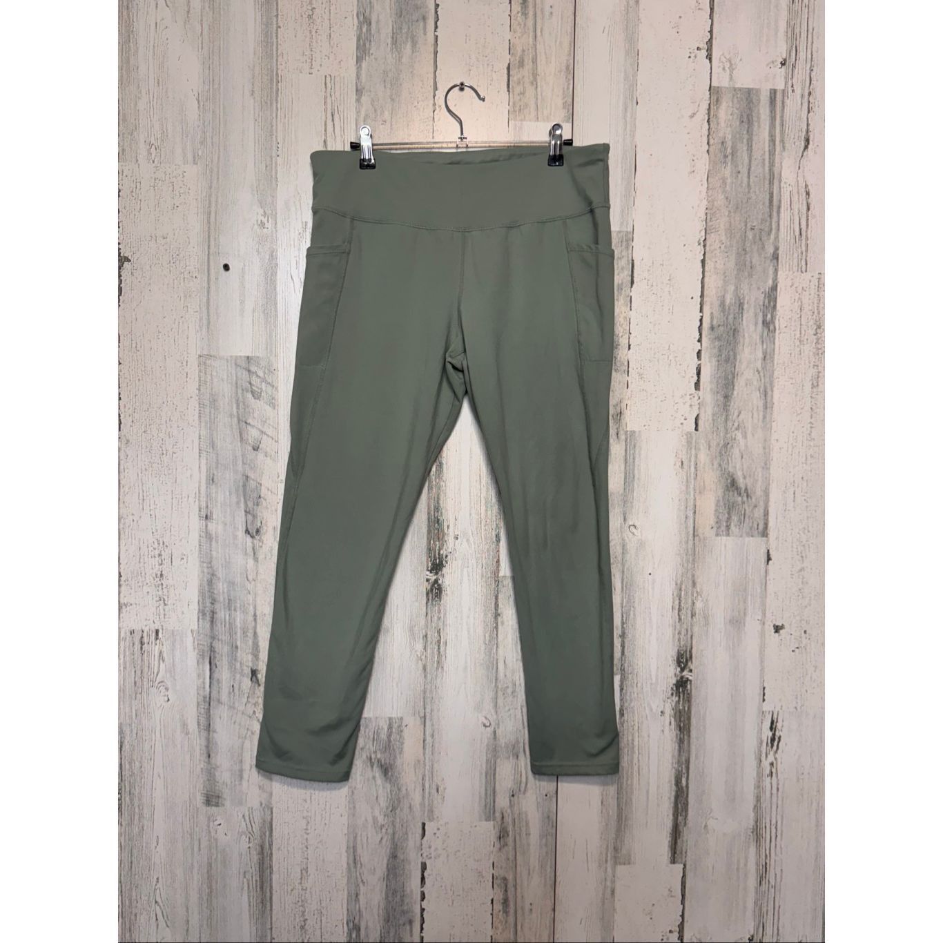 Jockey Jockey Olive Green High Waist Pocket Leggings | Stretch Active Pants – Size XL Size 32" / US 10 / IT 46 - 2 Thumbnail