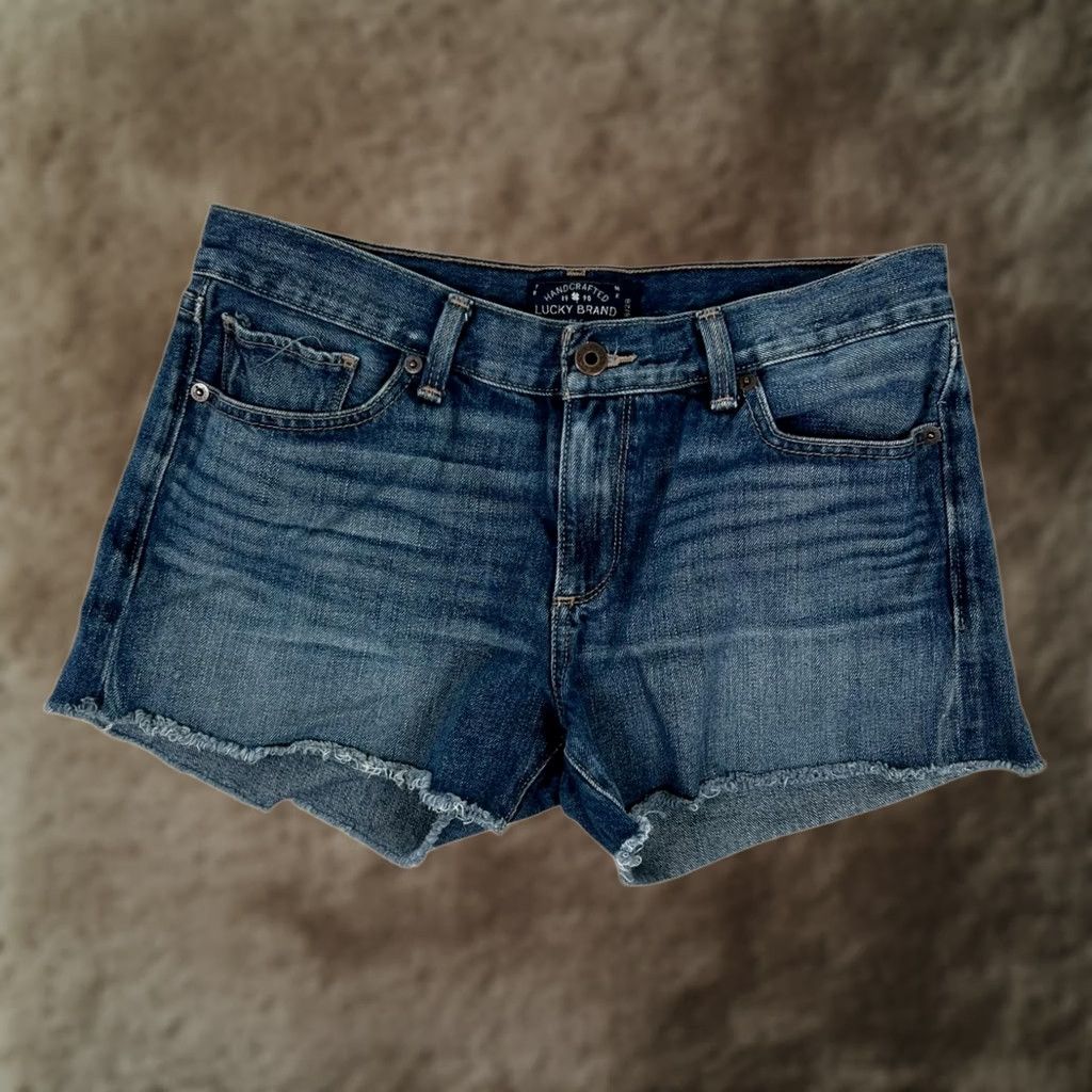 Lucky Brand Lucky Brand Denim Jean Shorts Womens 6 - Blue Cut Off Raw Hem Casual Size 28" / US 6 / IT 42 - 1 Thumbnail