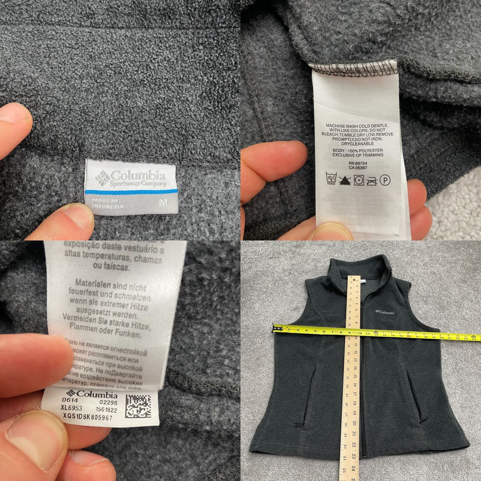 Vintage Columbia Benton Springs Vest Womens Medium Gray Fleece Full Zip Outdoor Pockets Size M / US 6-8 / IT 42-44 - 8 Thumbnail