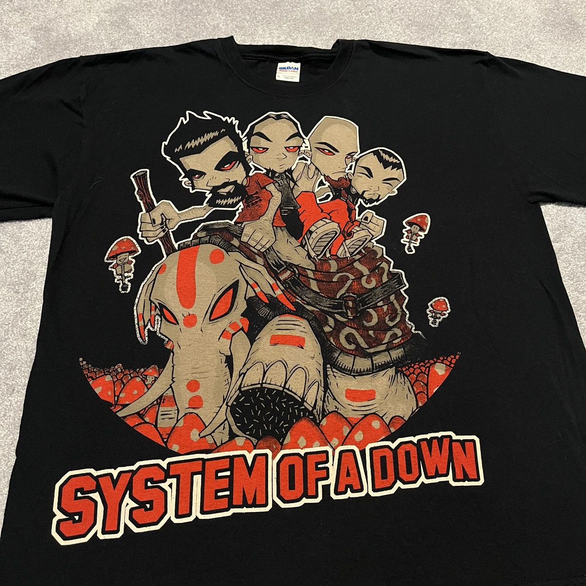 Band Tees Vintage 2000s System of a Down Mushroom Graphic Band T Shirt Size US XL / EU 56 / 4 - 2 Thumbnail