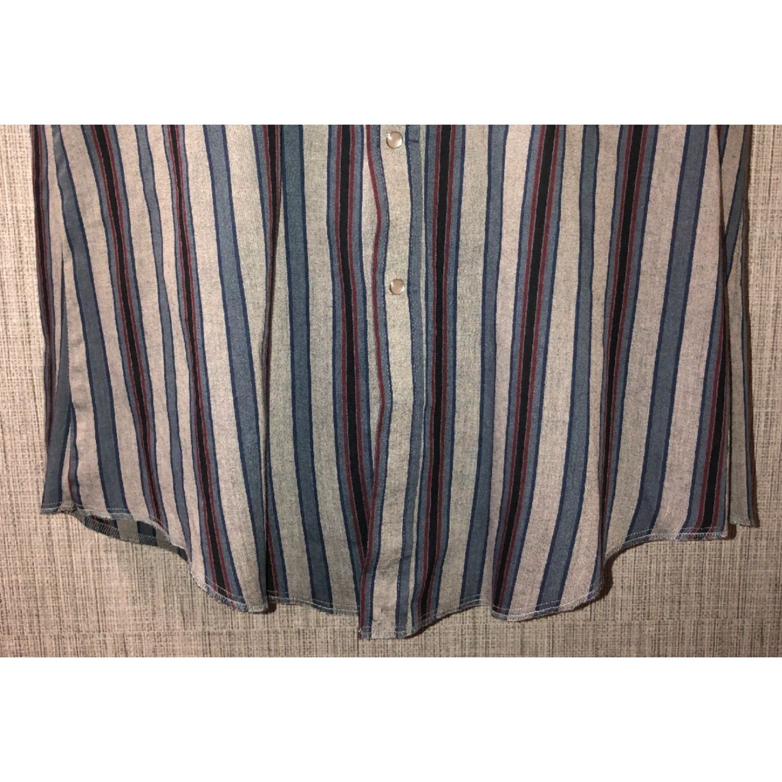 Vintage Western Frontier Mens Striped Snap Button Front Short Sleeve Shirt Size L Size US L / EU 52-54 / 3 - 3 Thumbnail