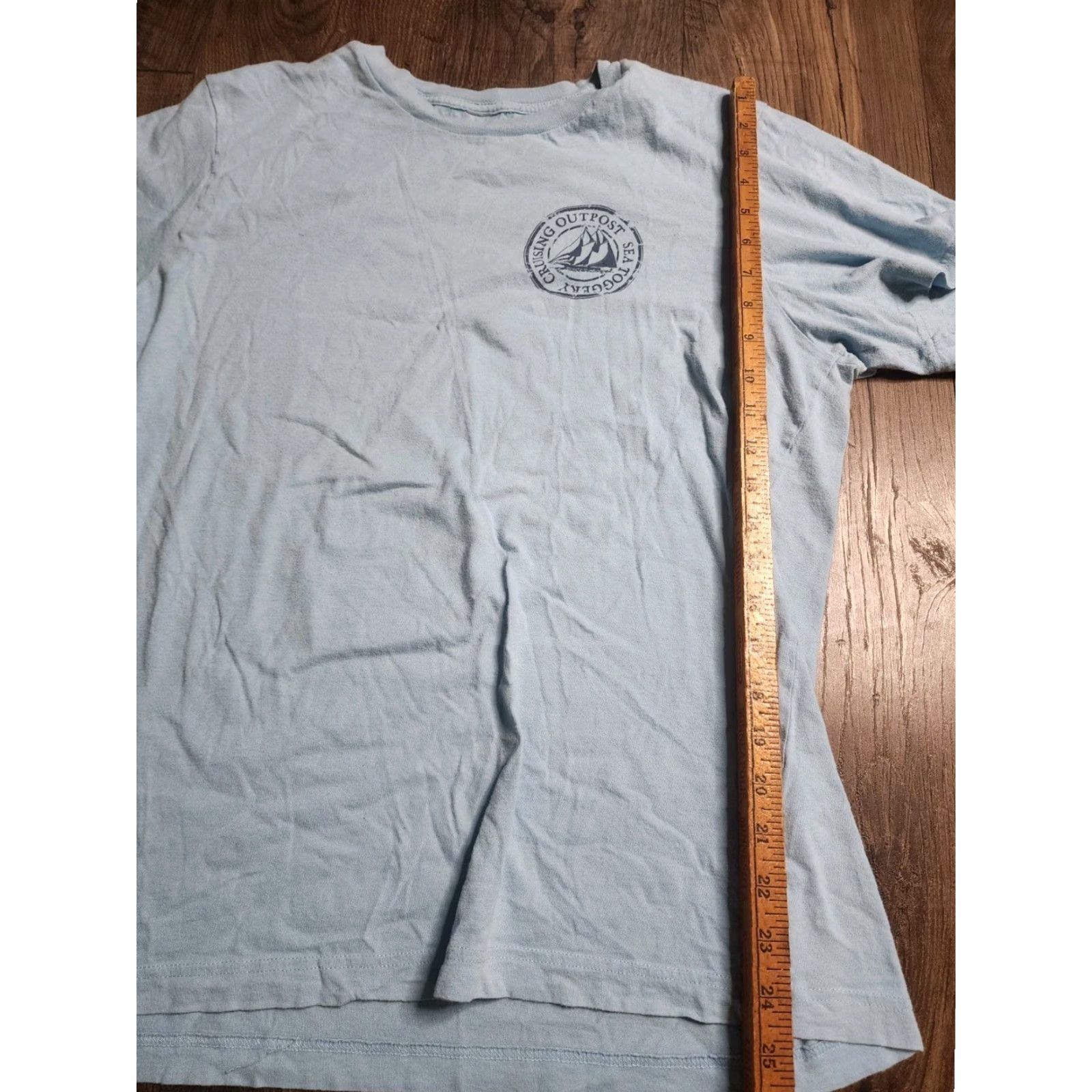 Vintage Mens M Sea Toggery Cruise Outpost Graphic T-Shirt Short Sleeve Blue Casual Quotes All Seasons Size US M / EU 48-50 / 2 - 3 Thumbnail