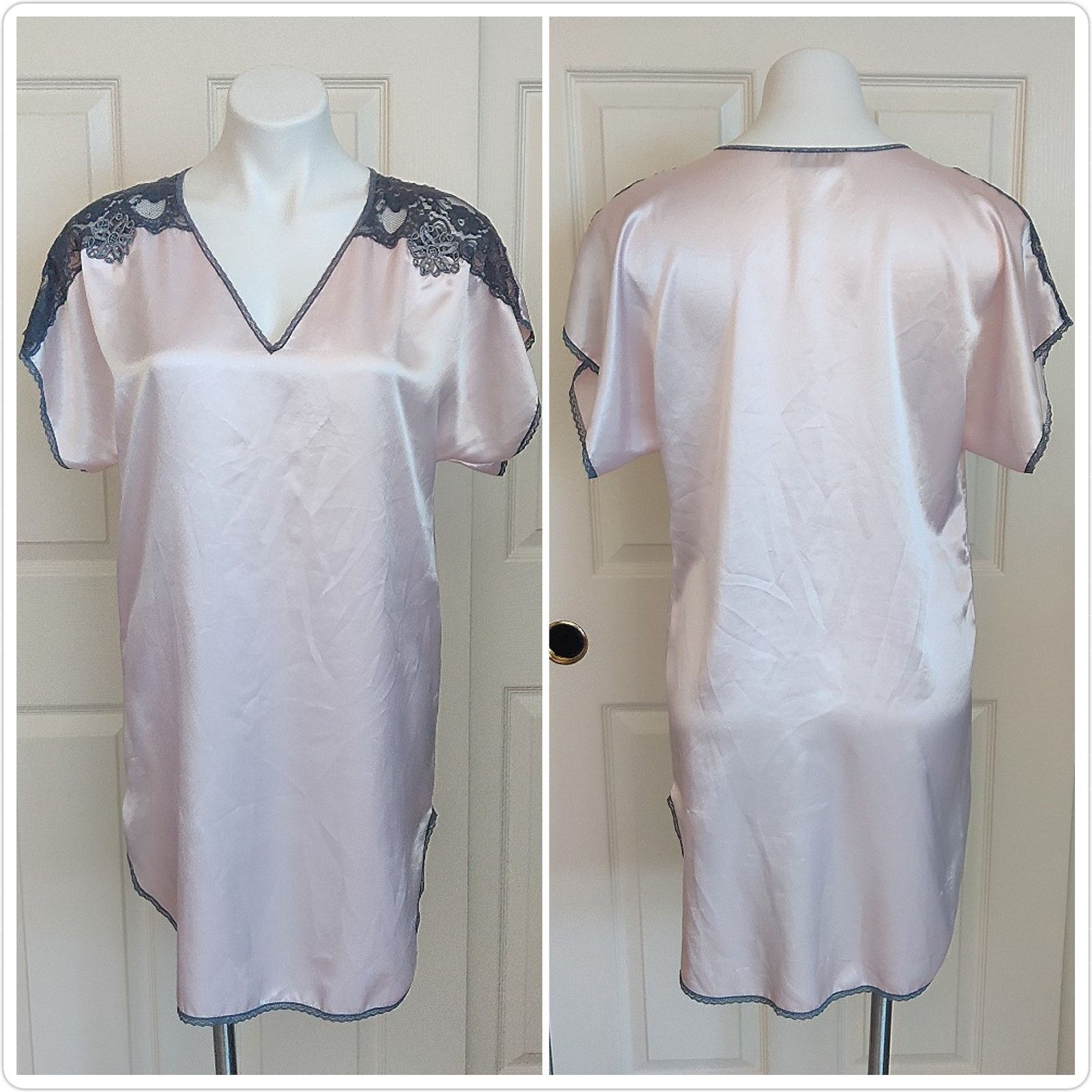 Vintage Vintage Val Mode Lingerie V-neck satin lace nightie sz S Size ONE SIZE - 2 Thumbnail