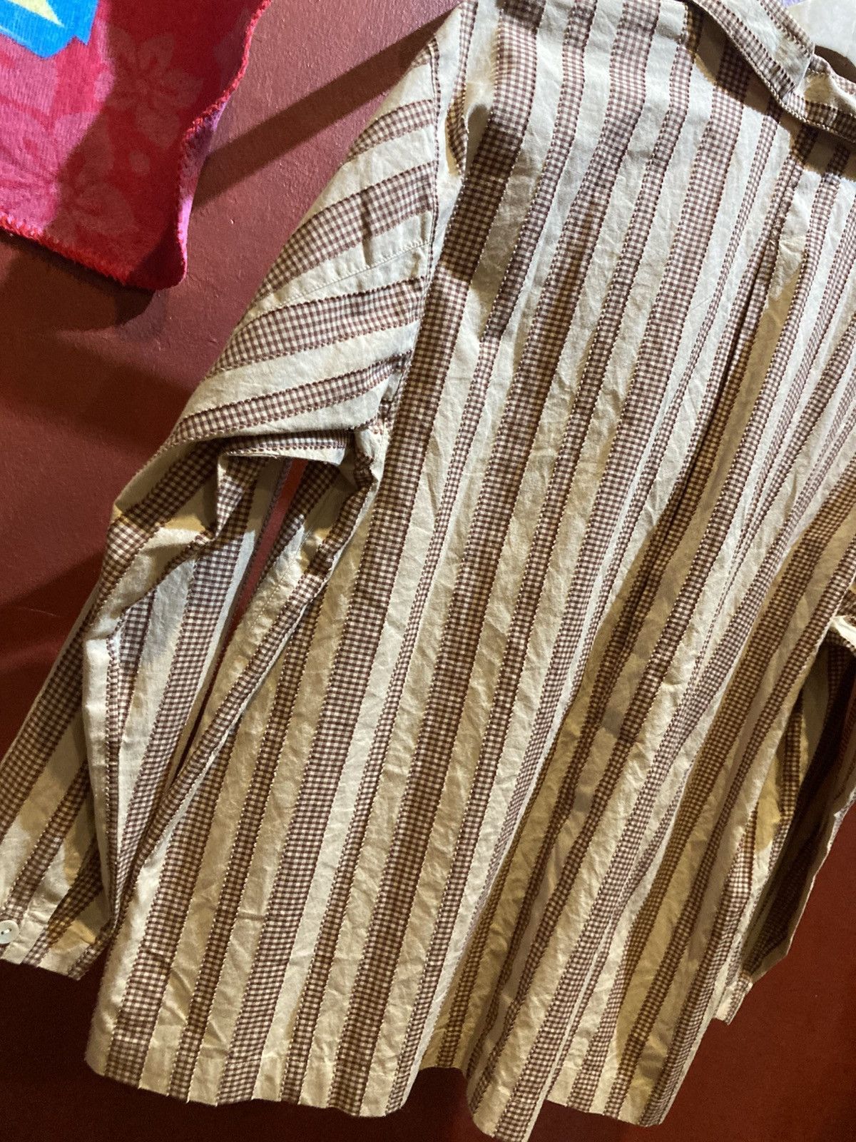 Issey Miyake 80s Issey Miyake Lace Up Striped Shirt Size L / US 10 / IT 46 - 8 Thumbnail
