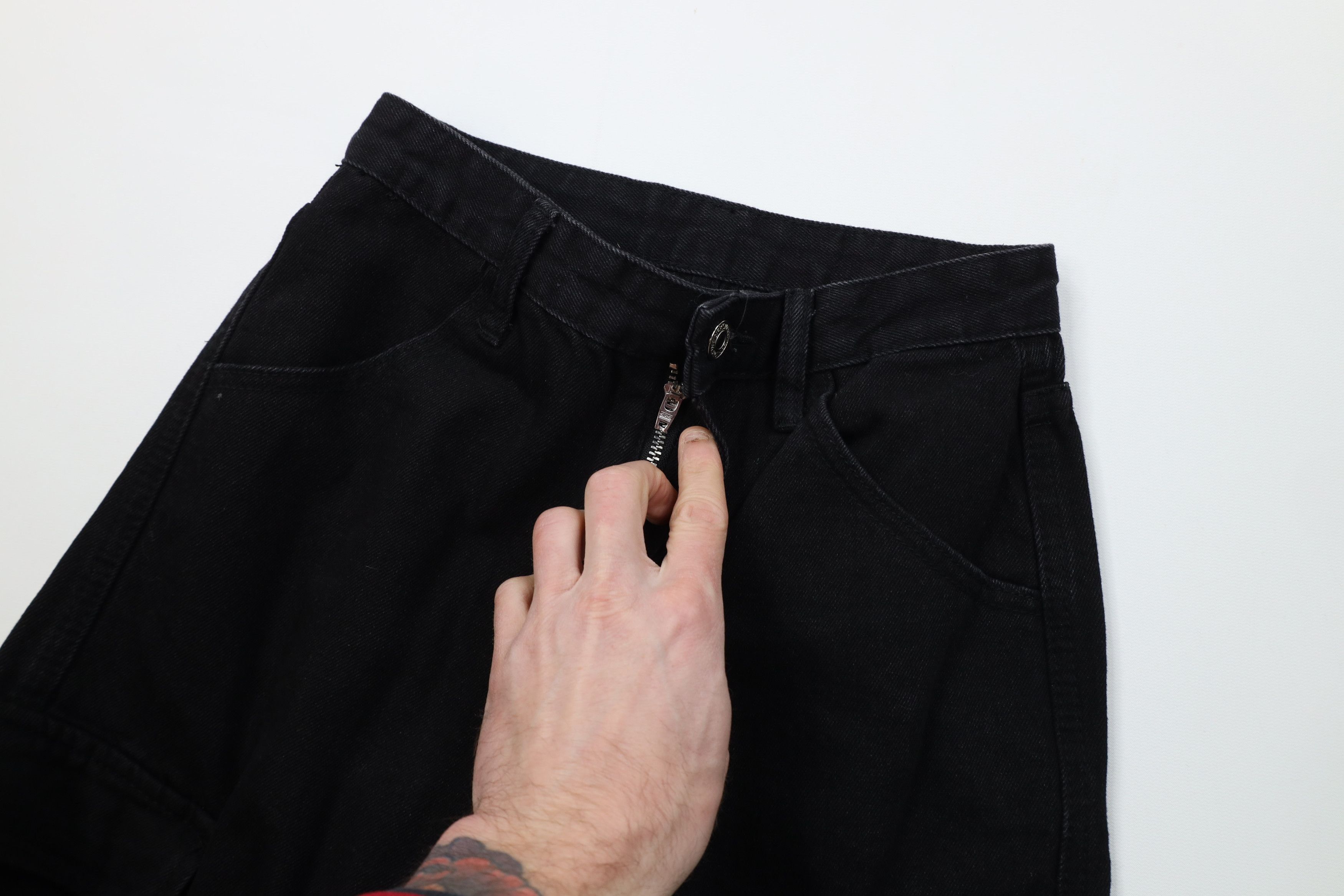 Vintage Vintage 90s Y2K Streetwear Wide Leg Cargo Jeans Black Size 26" / US 2 / IT 38 - 7 Thumbnail
