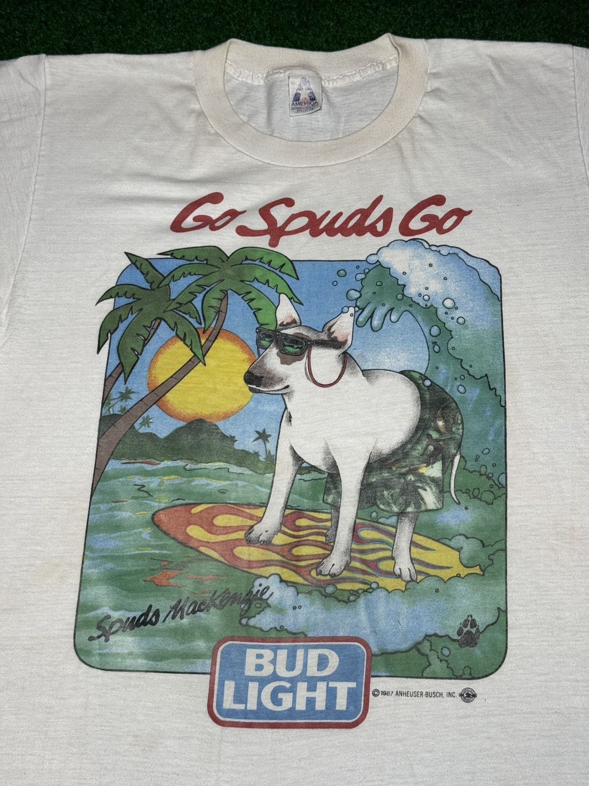 Vintage 80s Spuds Mackenzie Budlight Go Spud Go Surfer Beer T Shirt Size US L / EU 52-54 / 3 - 2 Thumbnail