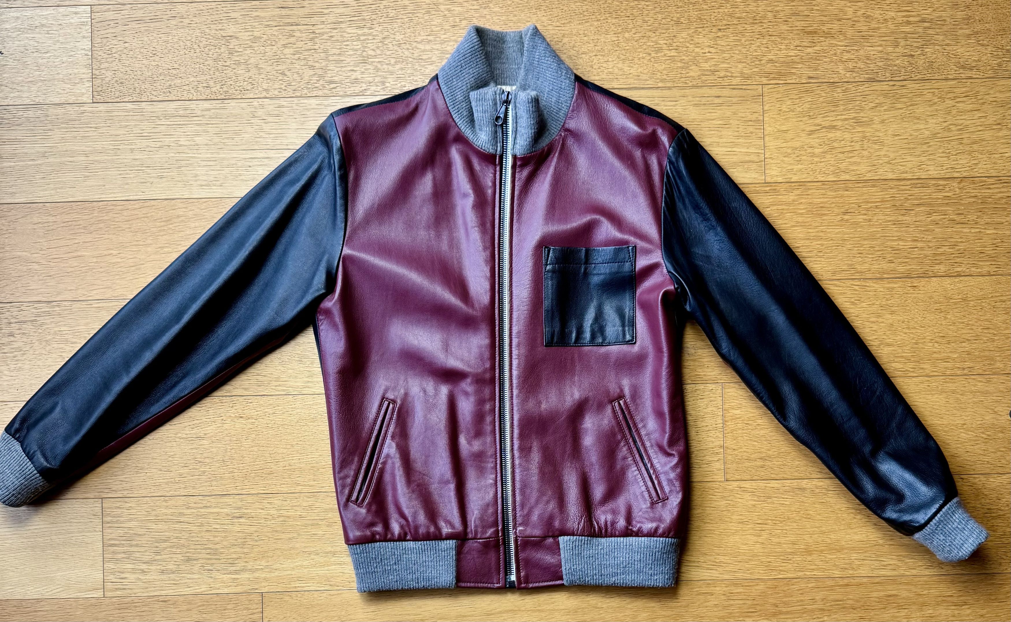 Darren Romanelli DRx Romanelli Leather Varsity Jacket Burgundy/Black (S) Size US S / EU 44-46 / 1 - 1 Thumbnail