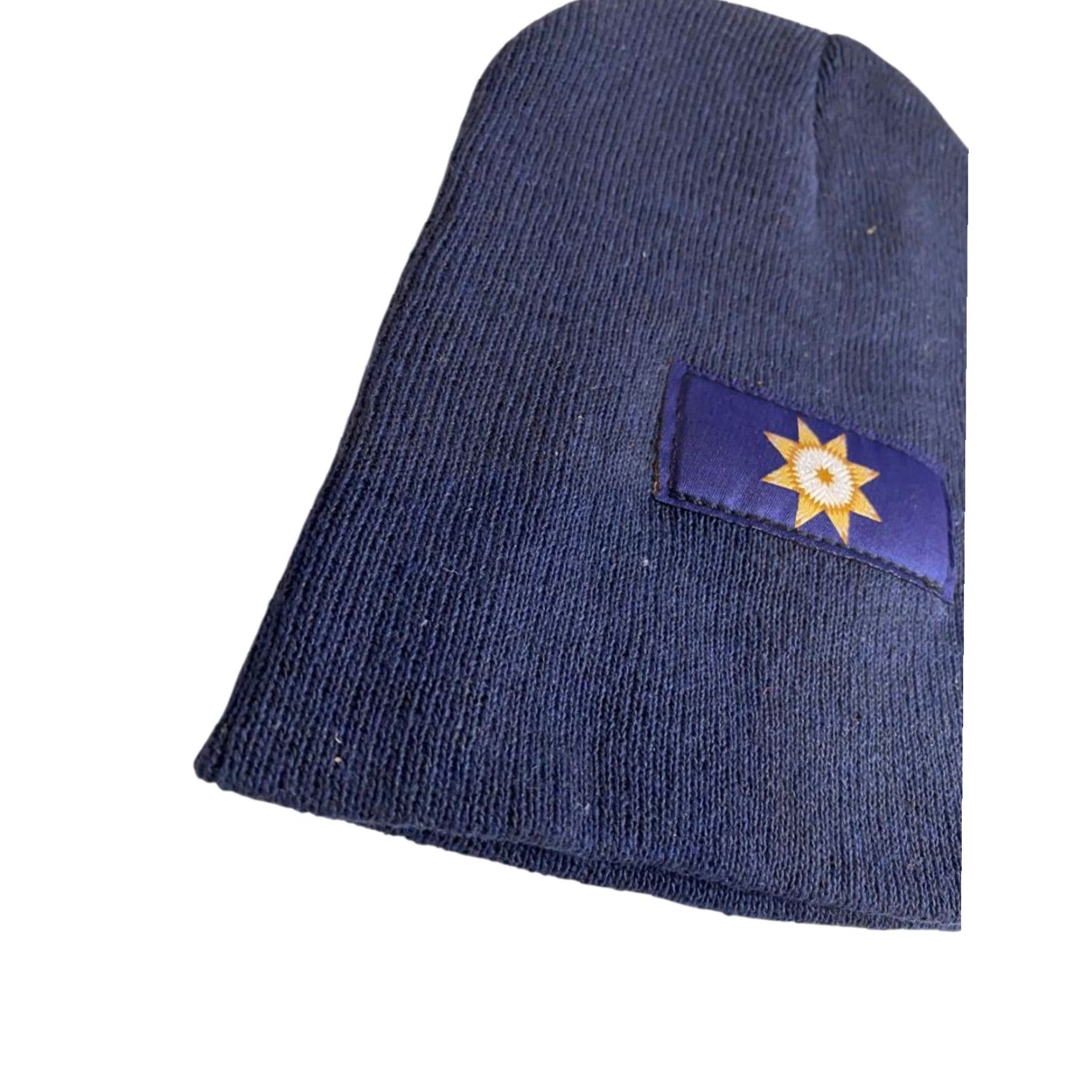 Vintage Navy Blue Knit Beanie Hat Star Logo Adult Men One Size Beanie Polyester Stock Image Size ONE SIZE - 4 Thumbnail