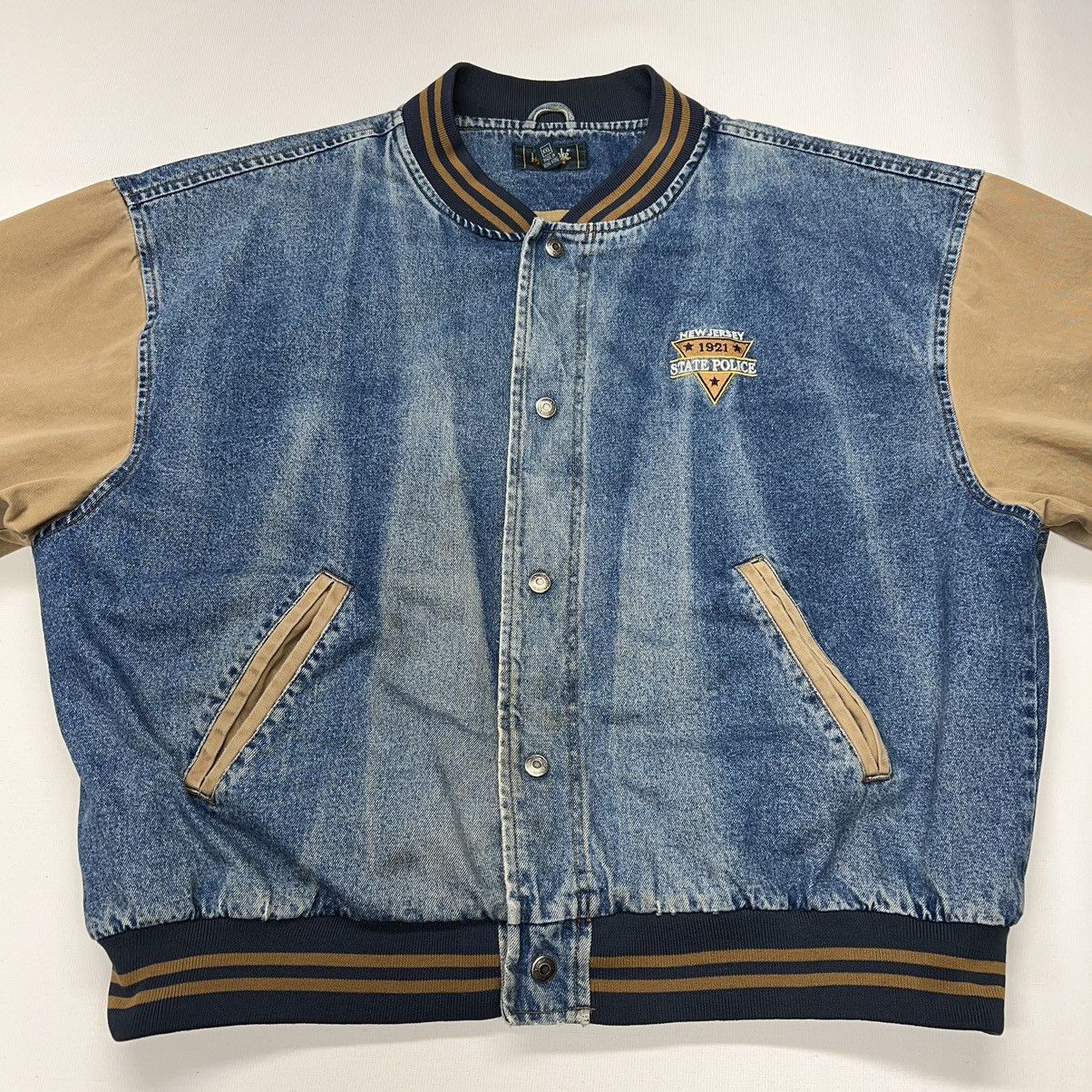 Dunbrooke × Vintage VTG Dunbrooke Denim Jacket Jersey State Police Jean Varsity Size US XXL / EU 58 / 5 - 2 Thumbnail