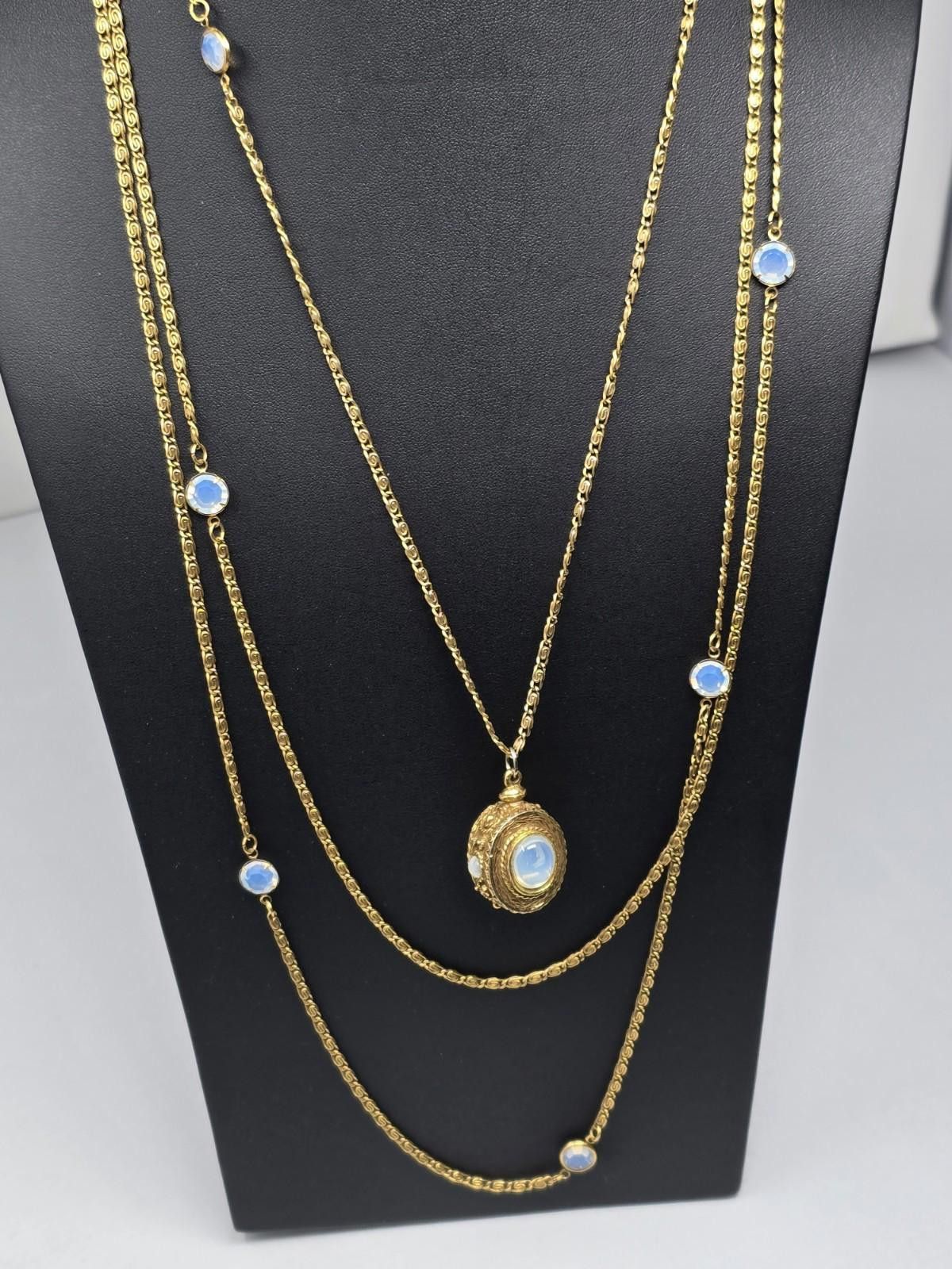 Other Vintage Goldette Multi Strand Necklace w/ Opaline Pendant Size ONE SIZE - 4 Thumbnail
